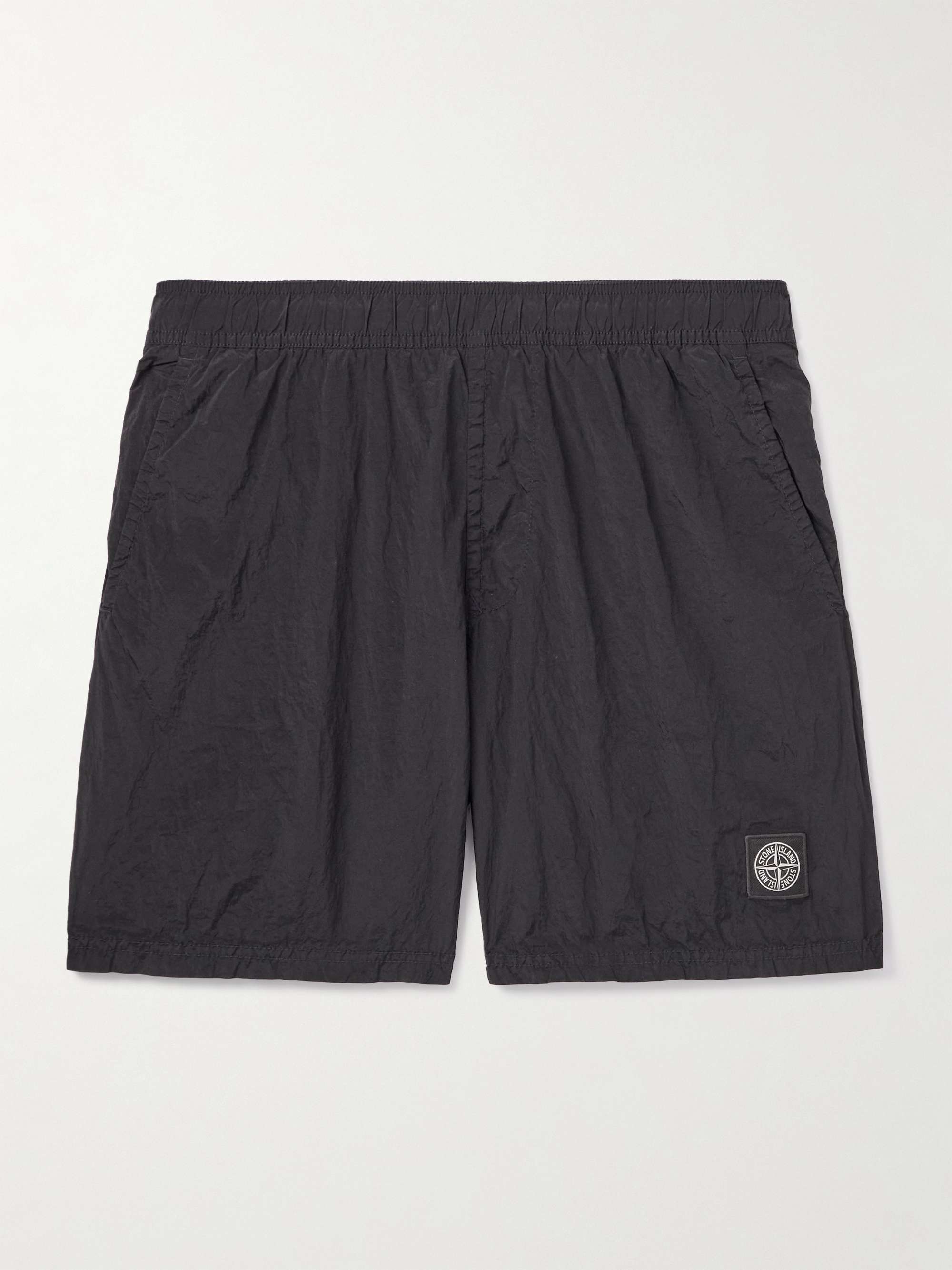Straight-Leg Mid-Length Logo-Appliquéd Nylon Metal Swim Shorts view