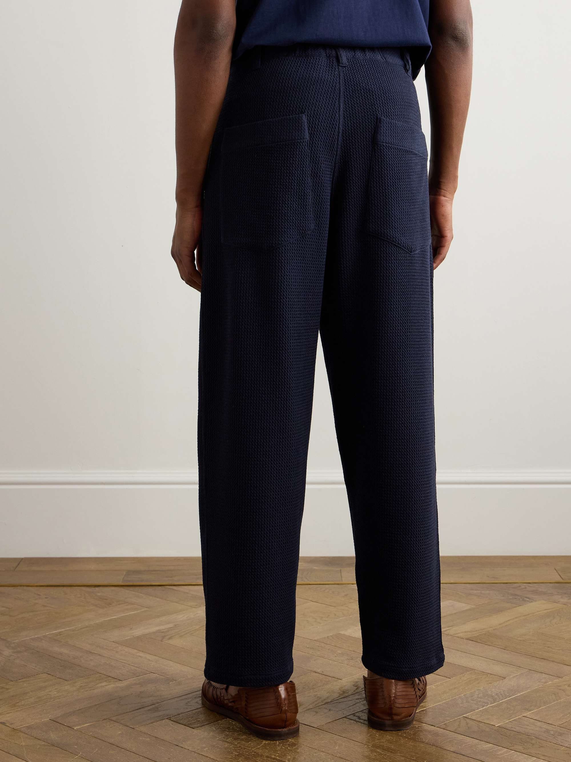 Easy Tapered Pleated Textured-Woven Trousers view