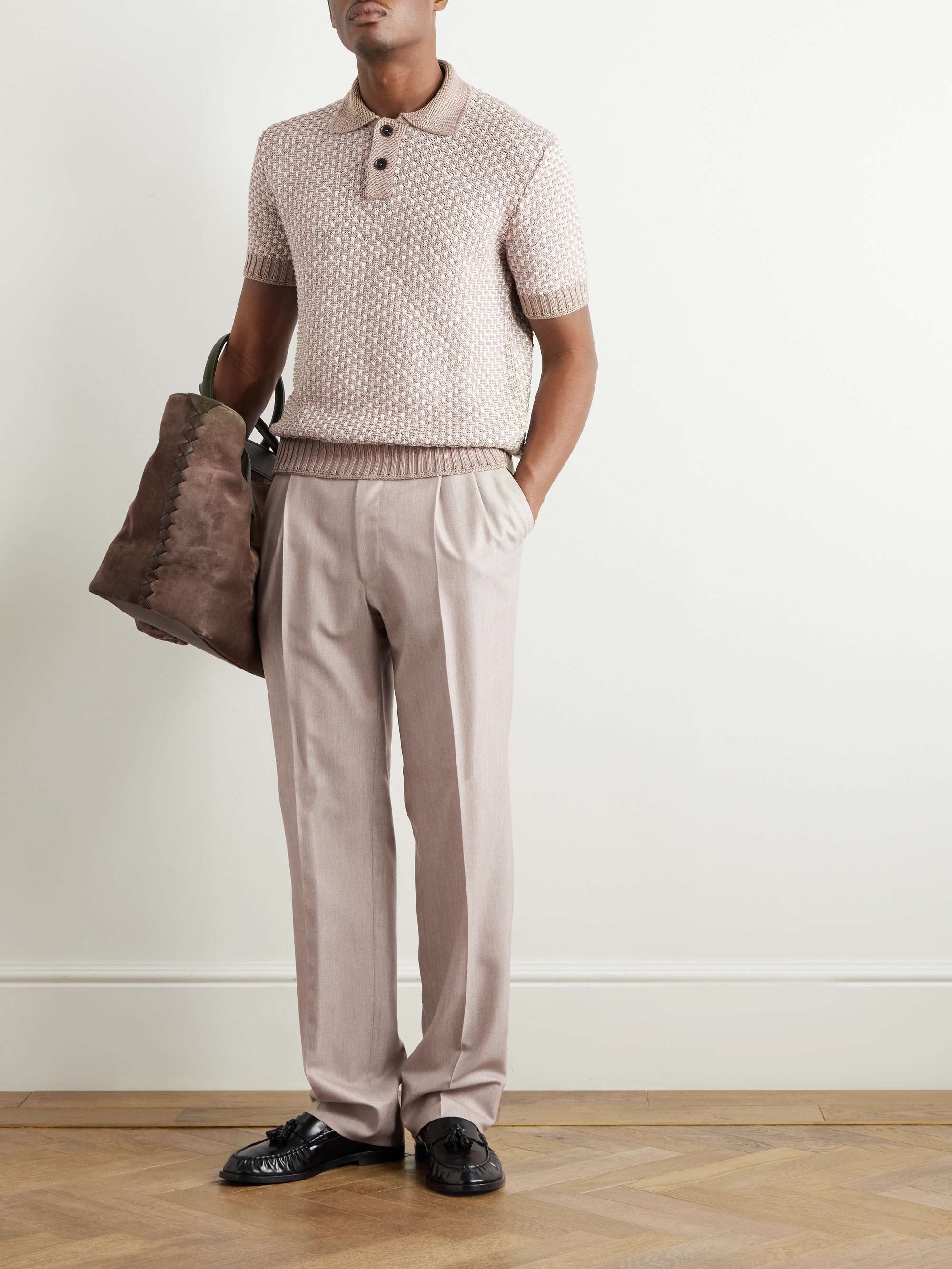 Silk, Cotton and Linen-Blend Polo Shirt view