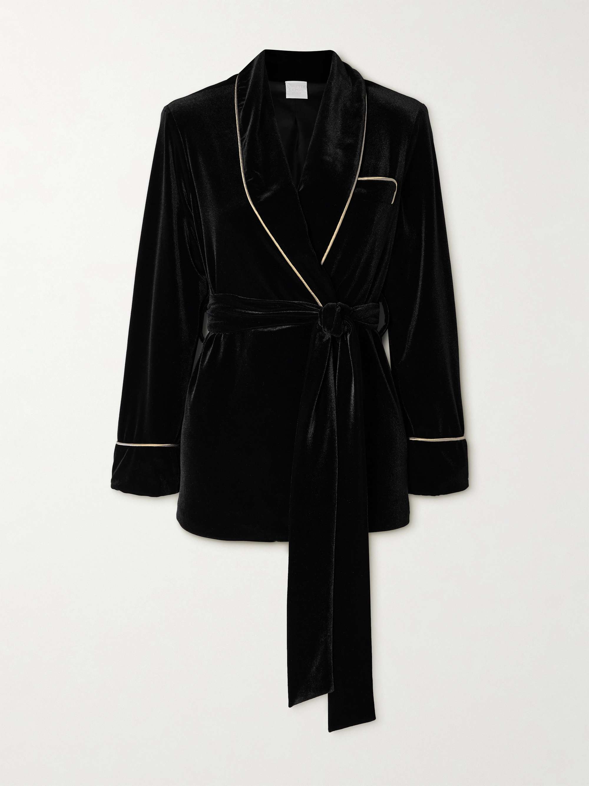 Nora satin-trimmed velvet robe view