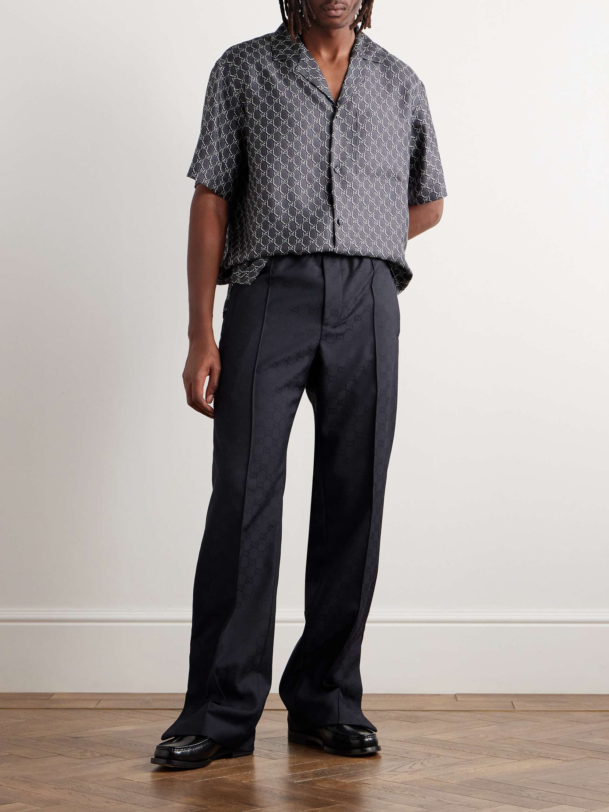 Straight-Leg Logo-Jacquard Trousers view