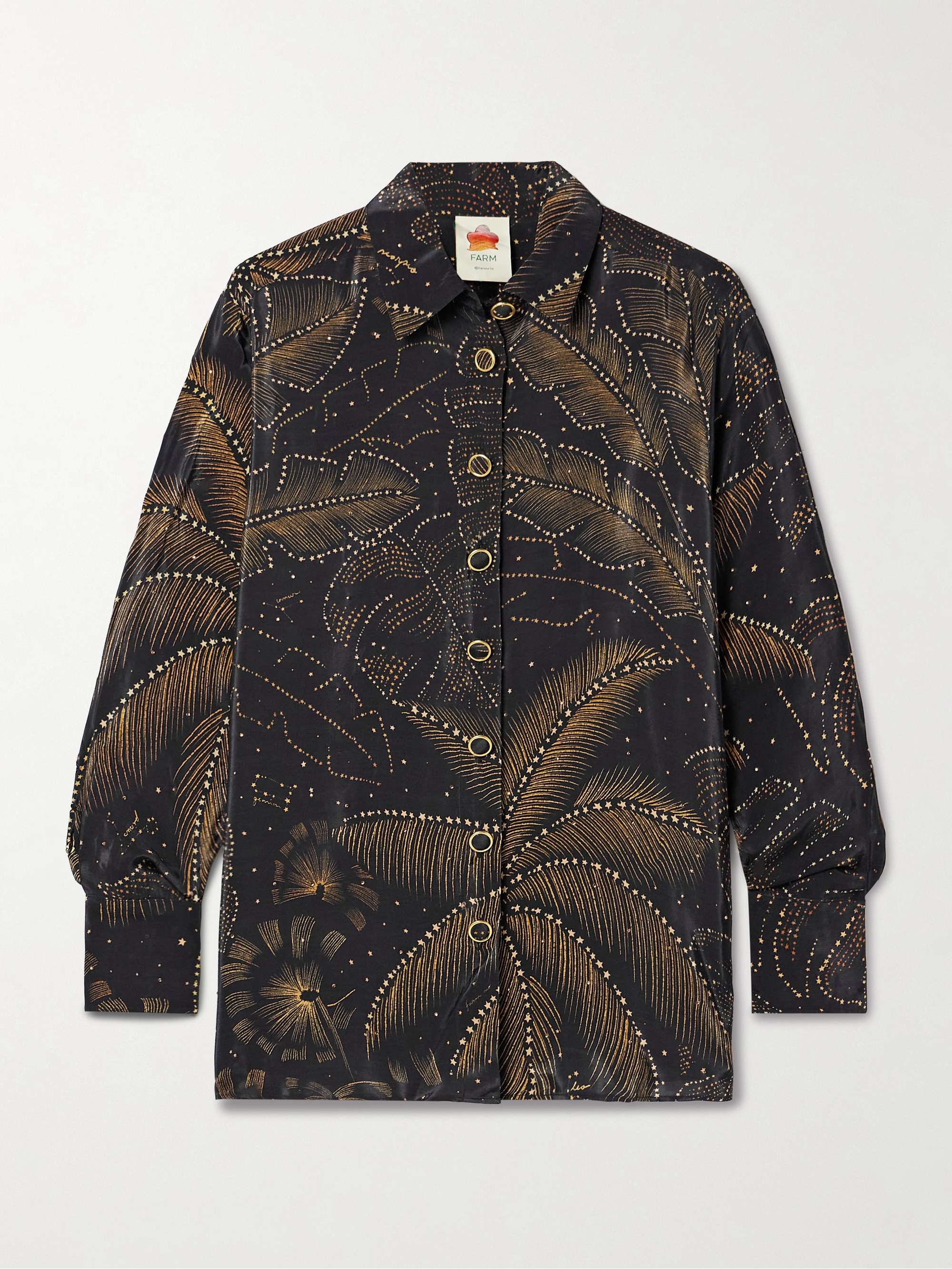 Crystal-embellished printed crepe de chine shirt view