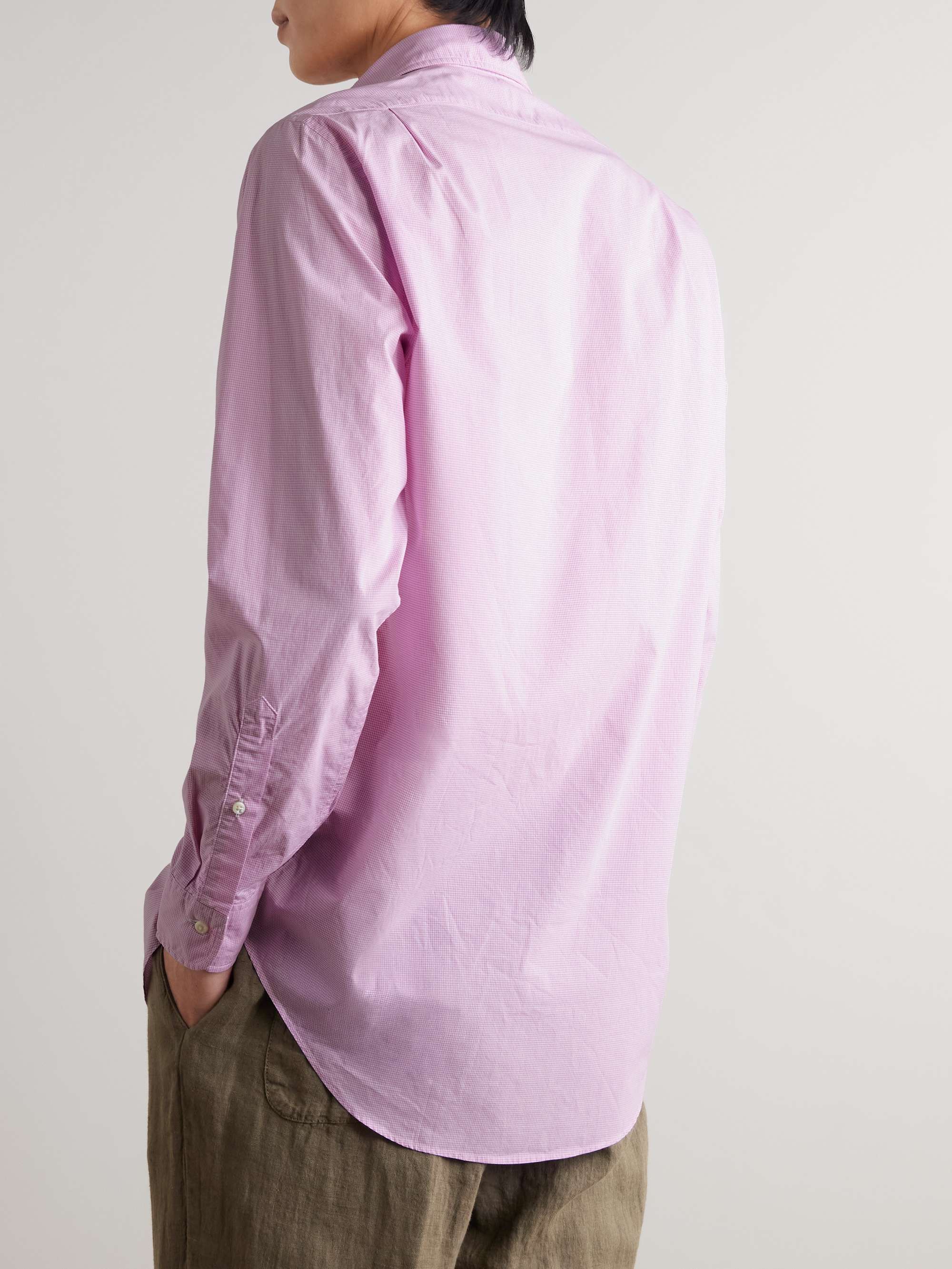 Spread-Collar Checked Cotton-Poplin Shirt view
