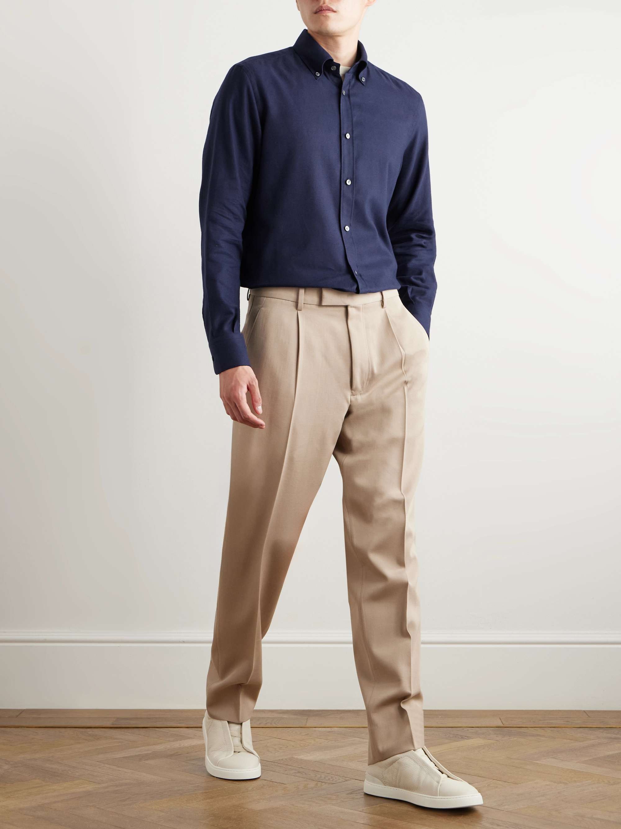 Button-Down Collar Brushed Cotton-Twill Shirt view