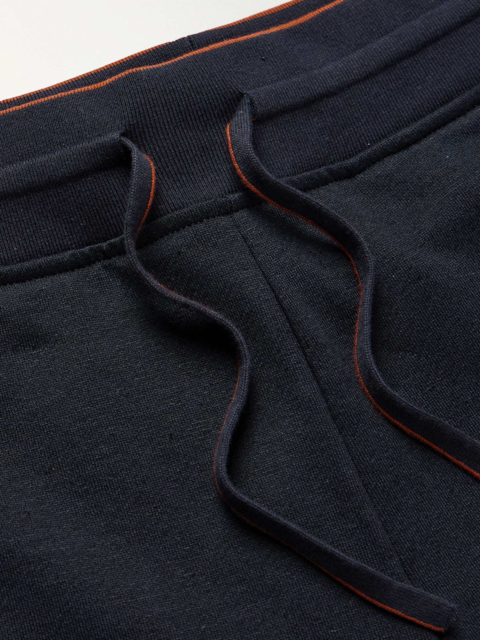 Straight-Leg Cotton and Linen-Blend Jersey Drawstring Shorts view