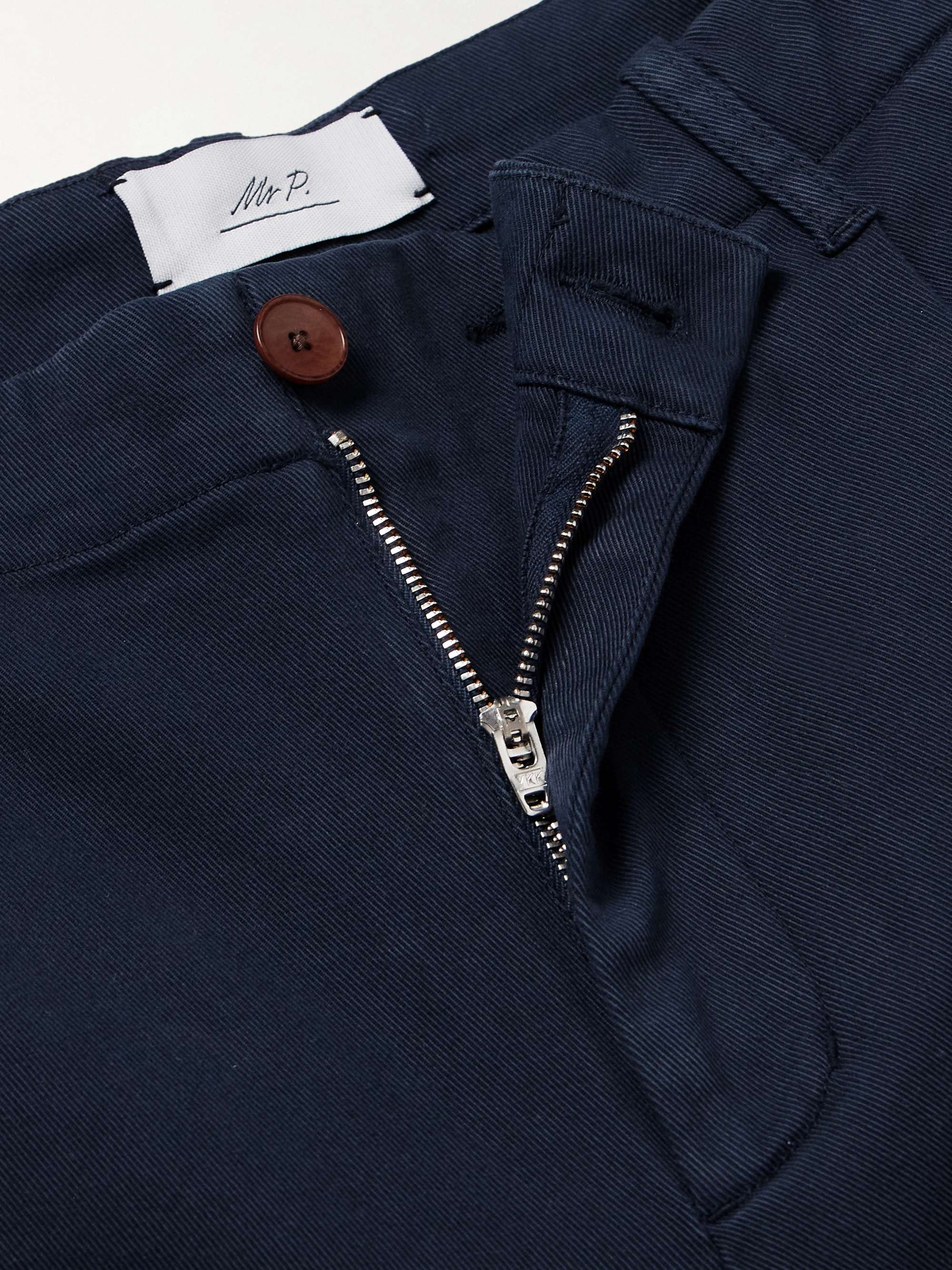 Daniel Tapered Pleated Stretch Organic Cotton-Twill Trousers view