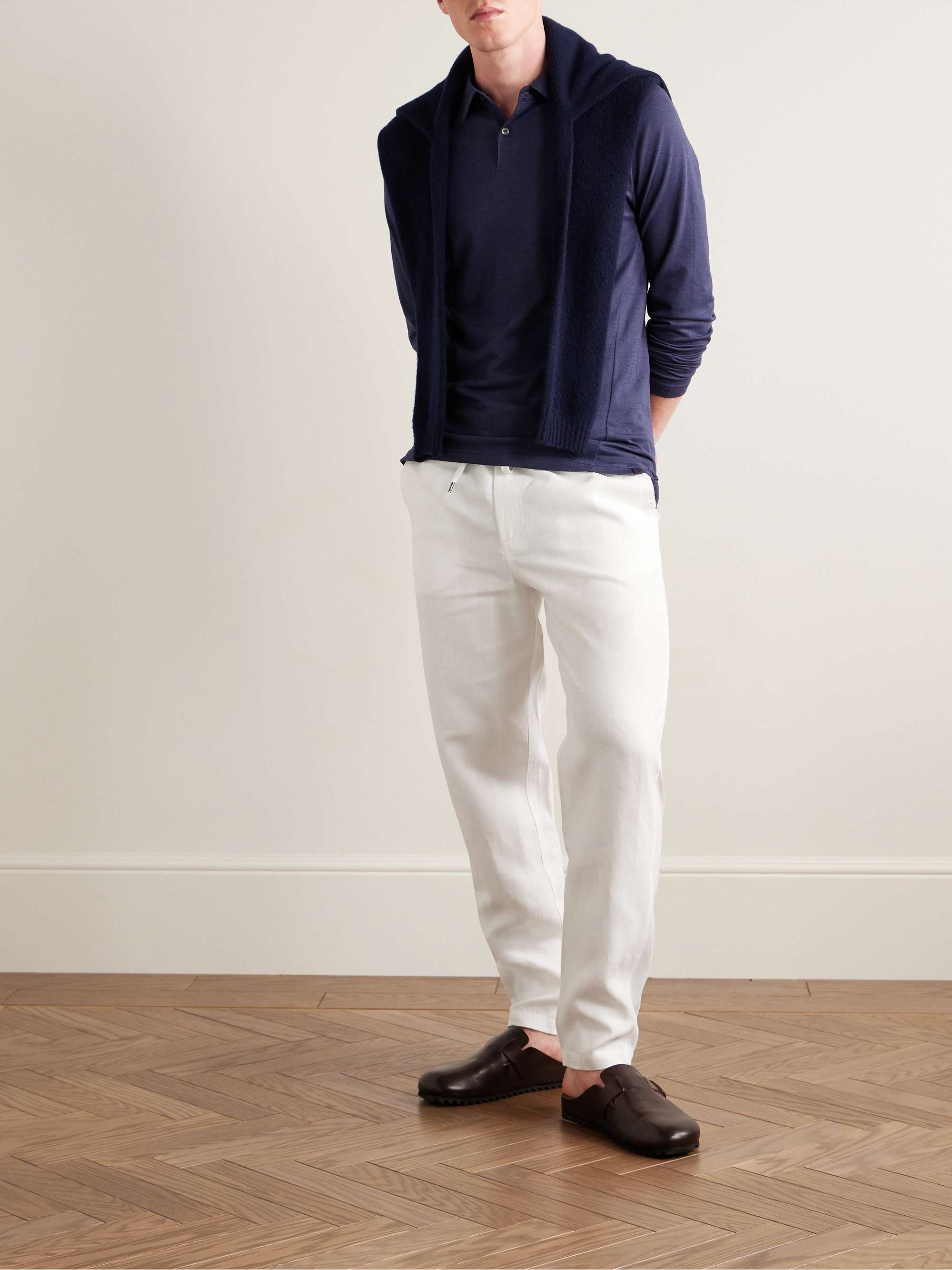 Sydney 1 Slim-Fit Linen Drawstring Trousers view