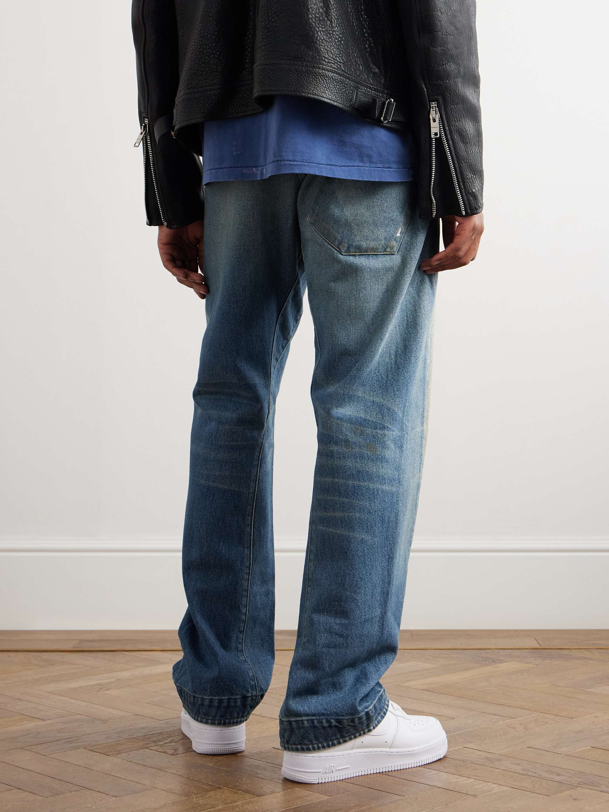 Zip Straight-Leg Distressed Jeans view