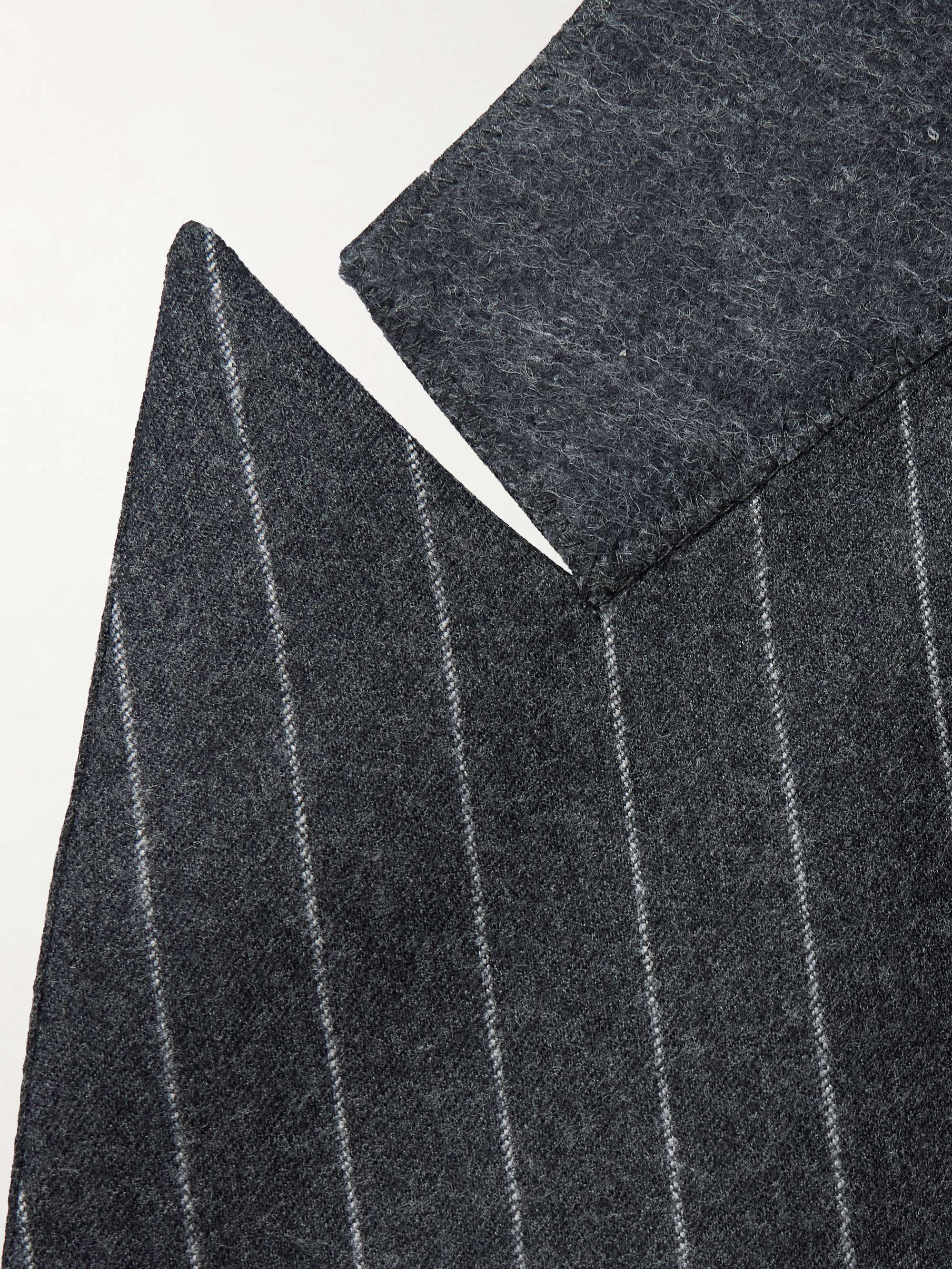 Double-Breasted Pinstriped Virgin Wool-Twill Blazer view