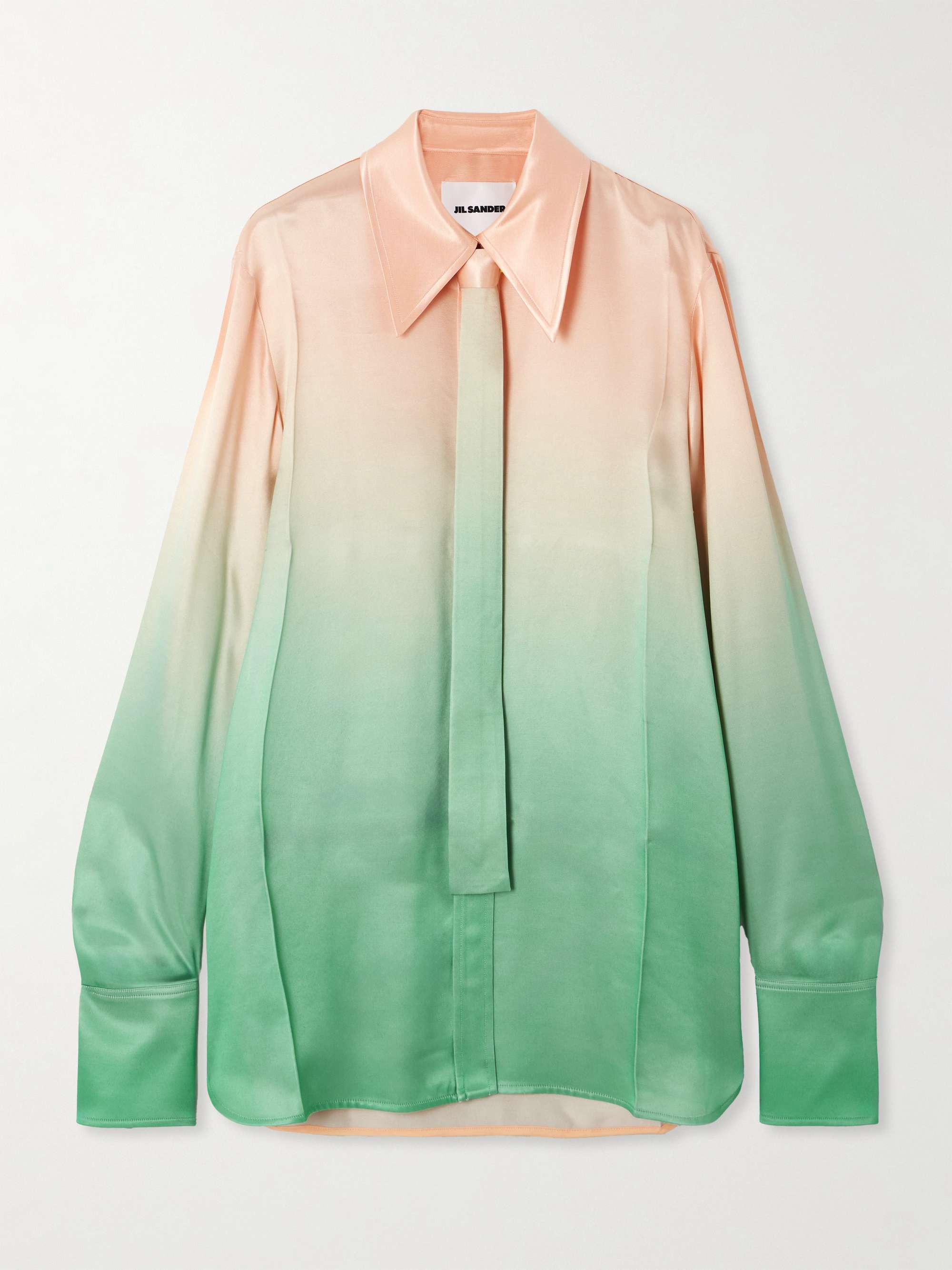 Oversized tie-detailed dégradé satin shirt view