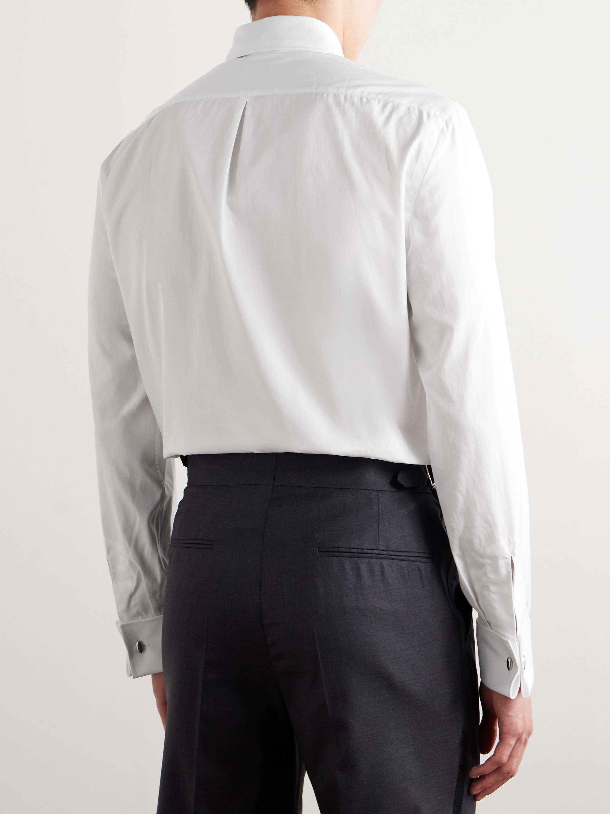 Double-Cuff Bib-Front Cotton-Poplin Shirt view