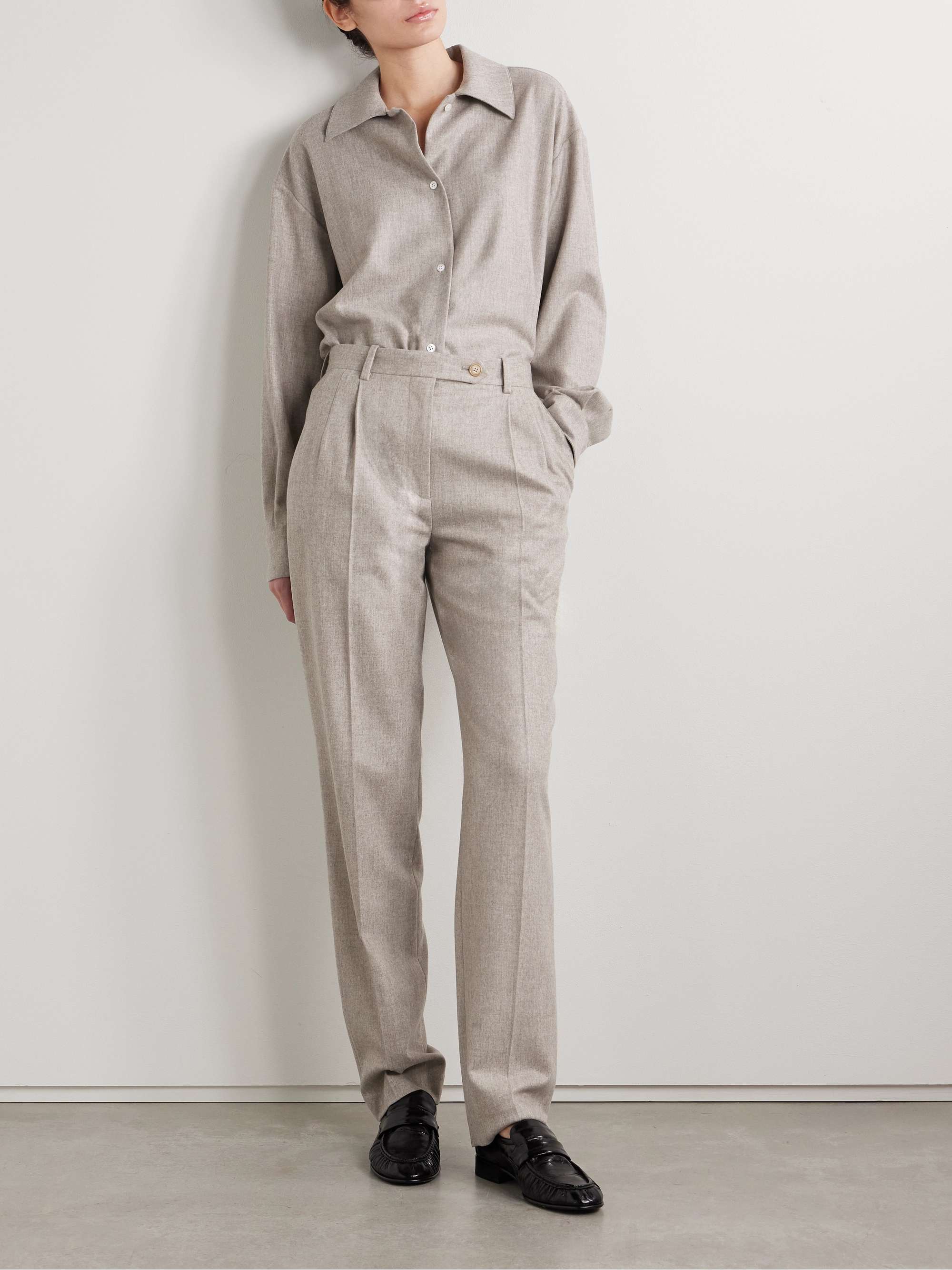 Norbert brushed wool and cashmere-blend straight-leg pants view
