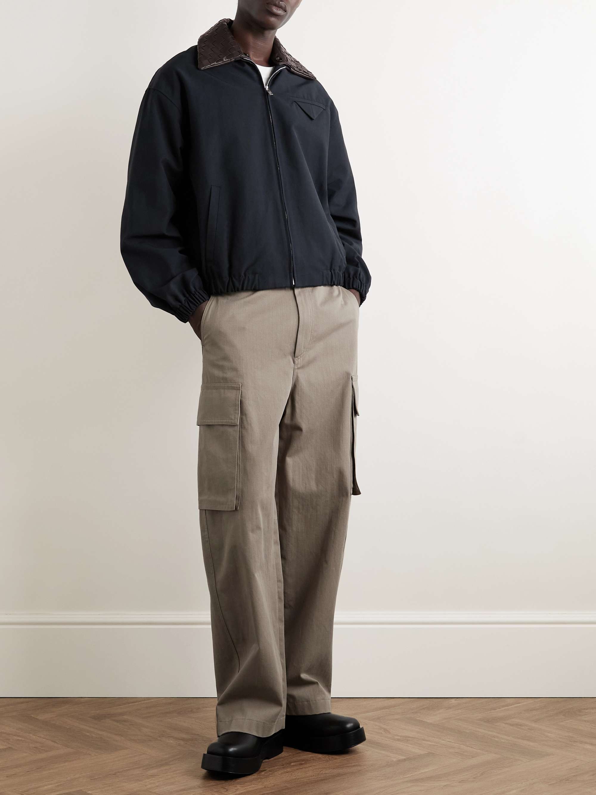 Intrecciato Leather-Trimmed Cotton-Blend Canvas Blouson view