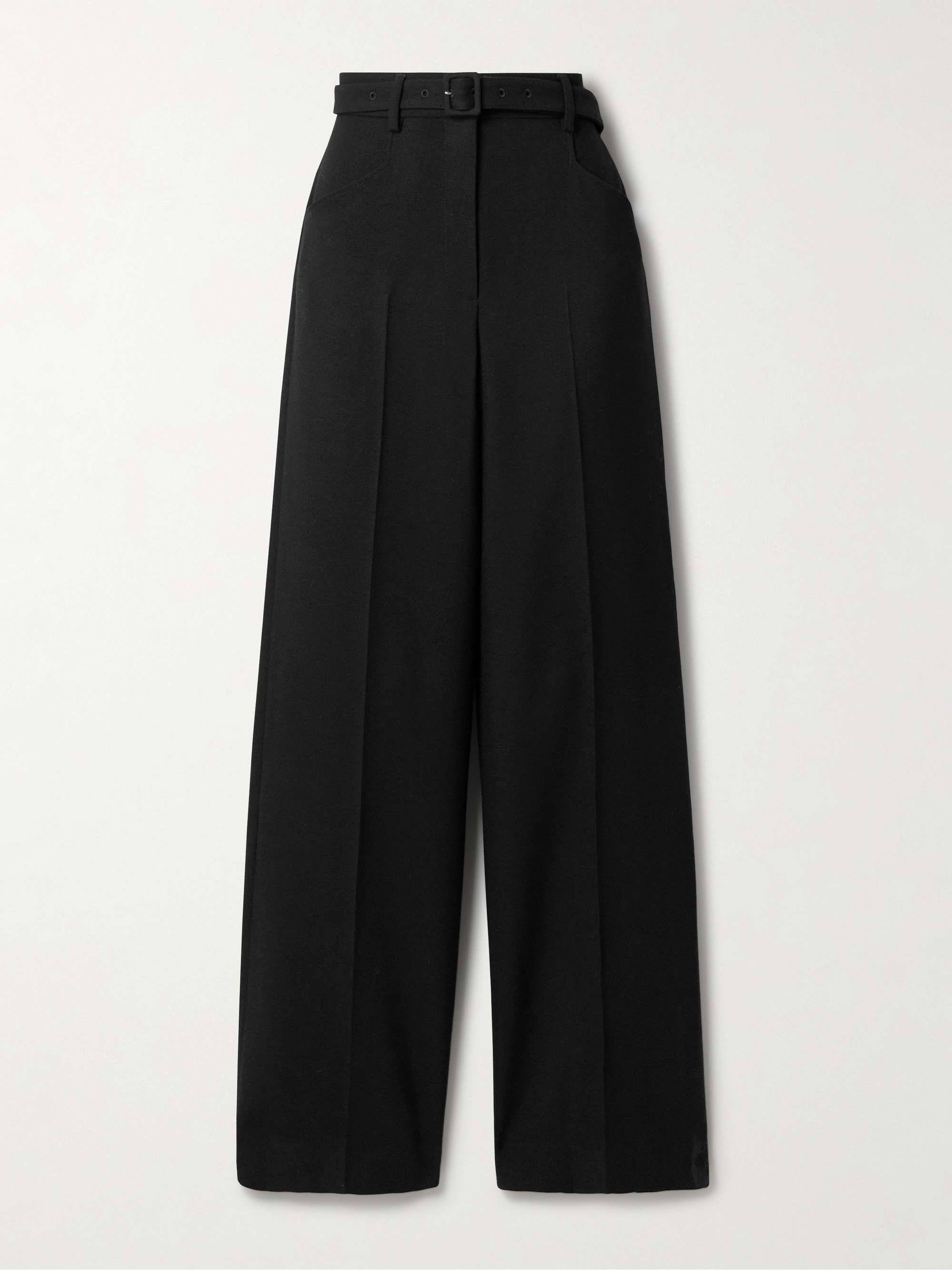 Norman belted wool straight-leg pants view