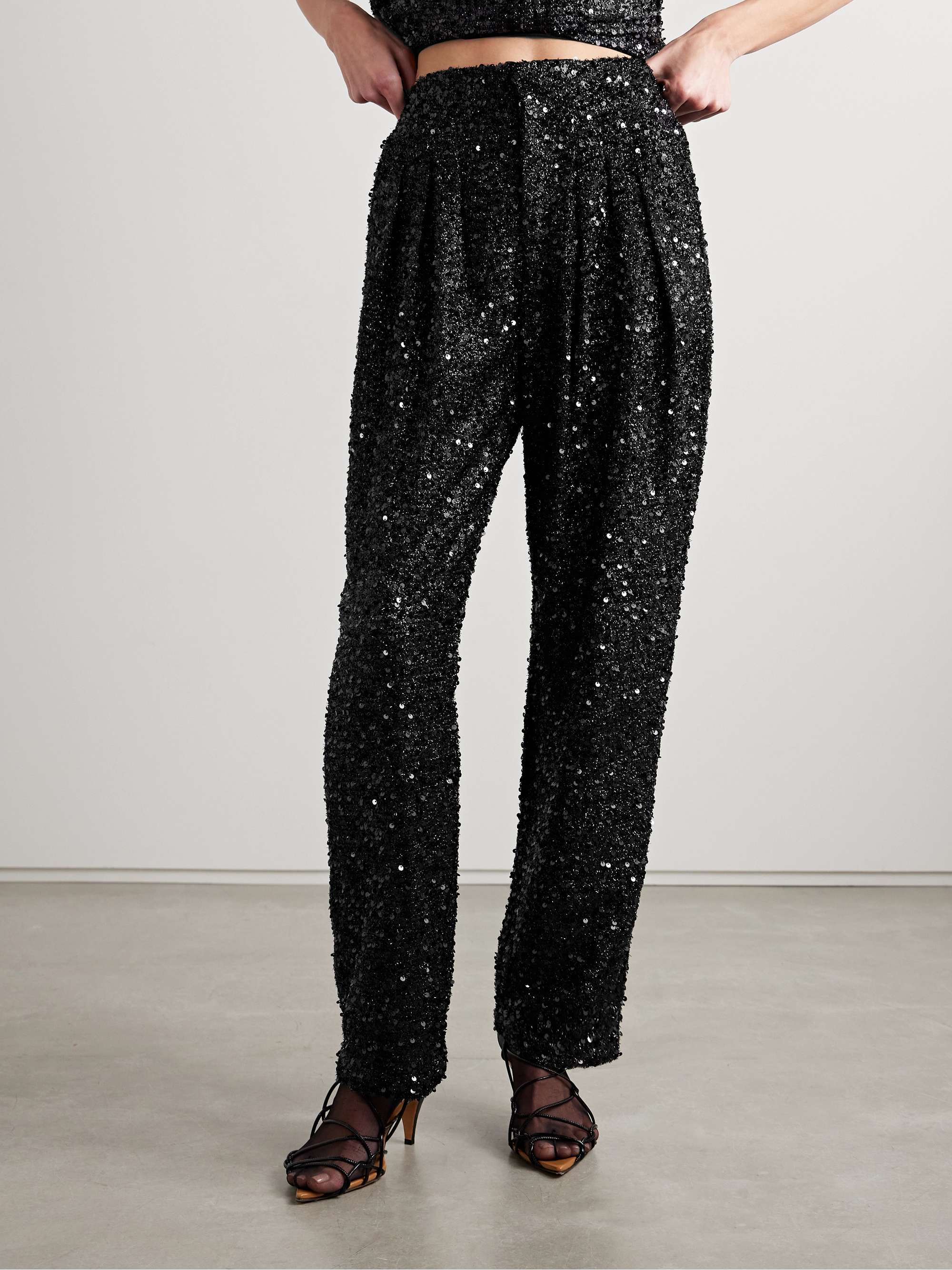 Aras pleated sequined metallic tulle tapered pants view