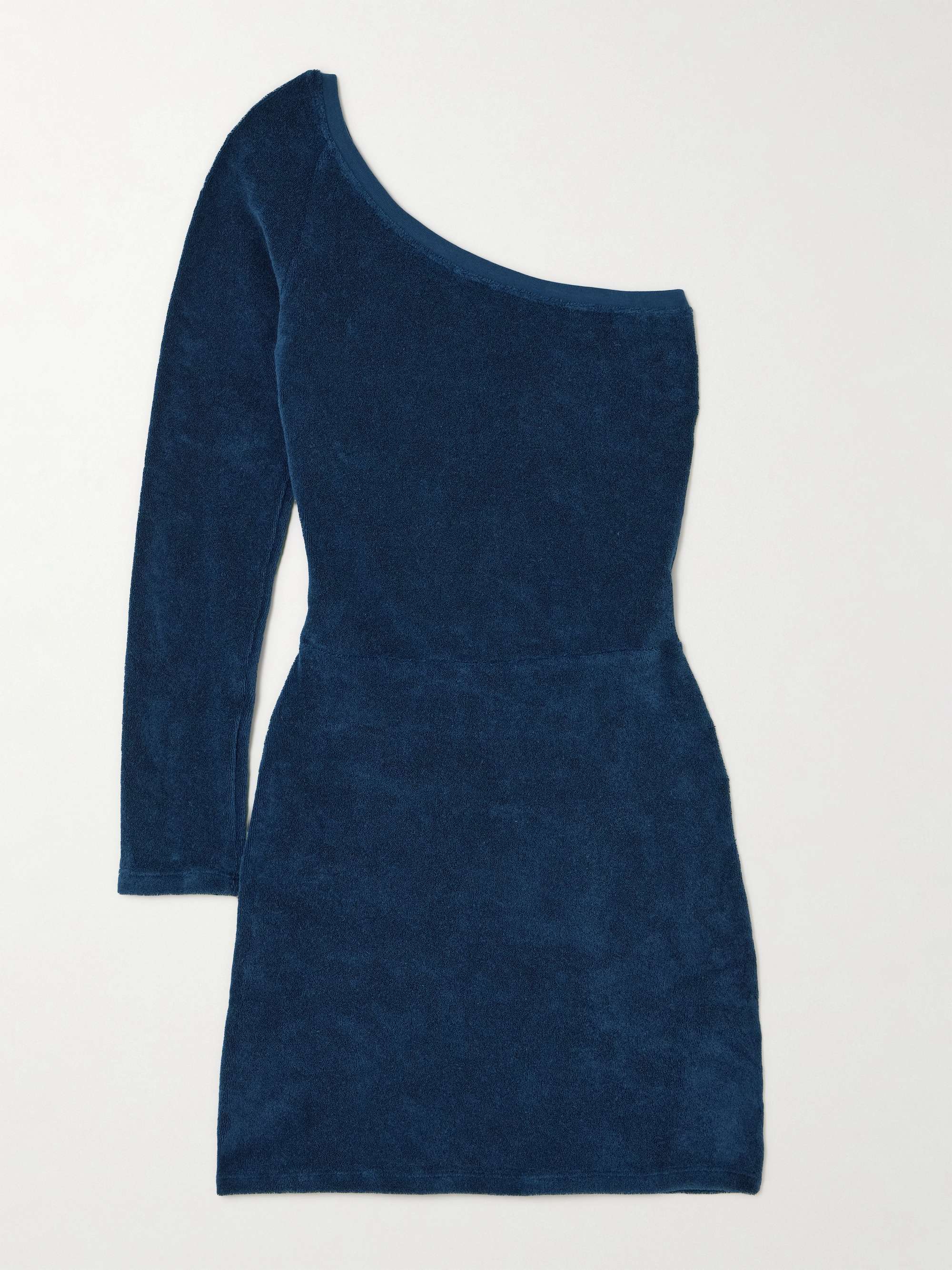 Athena one-sleeve cotton-blend terry mini dress view