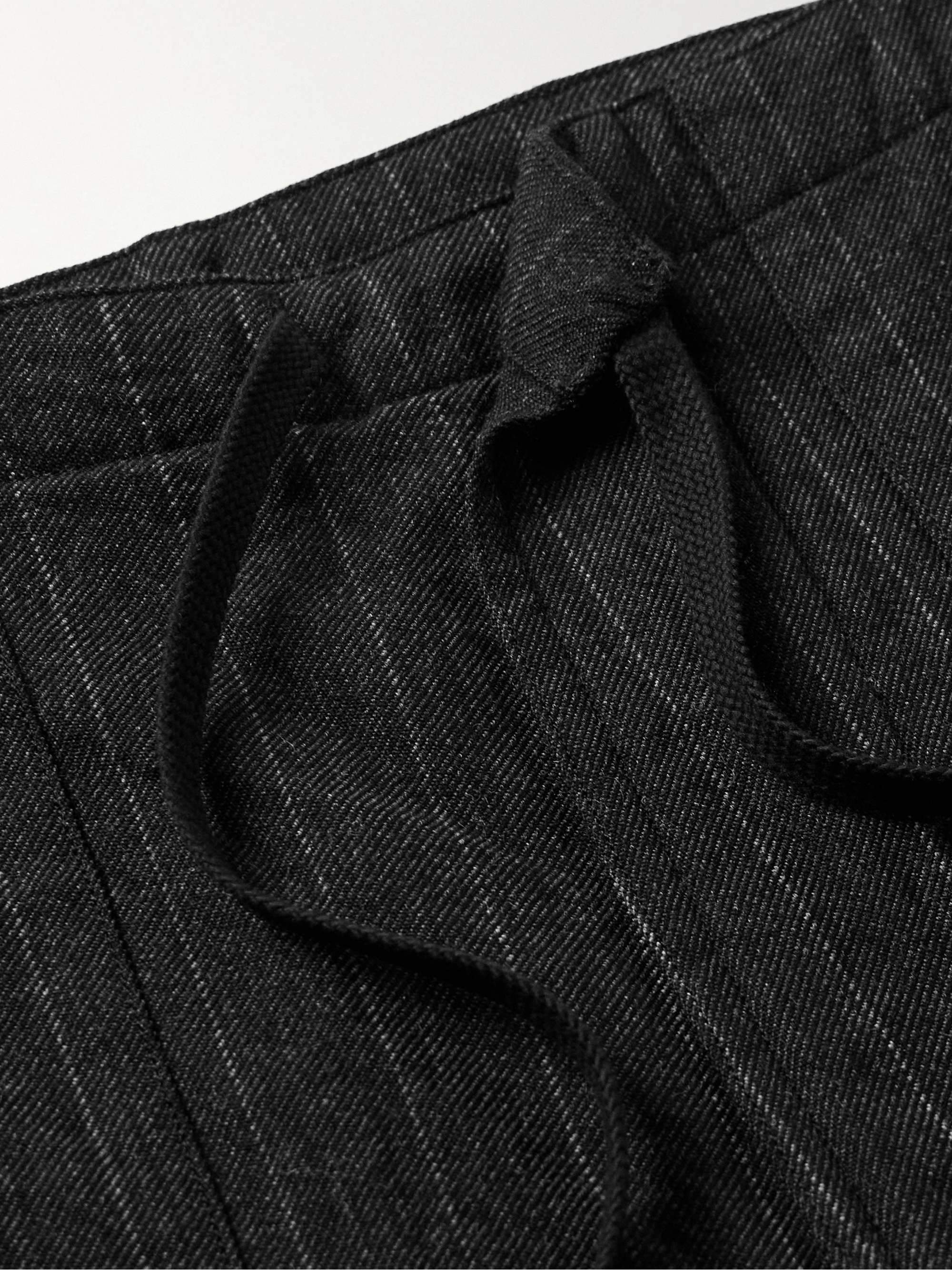 Take Easy Baker Straight-Leg Pinstriped Wool-Twill Drawstring Suit Trousers view