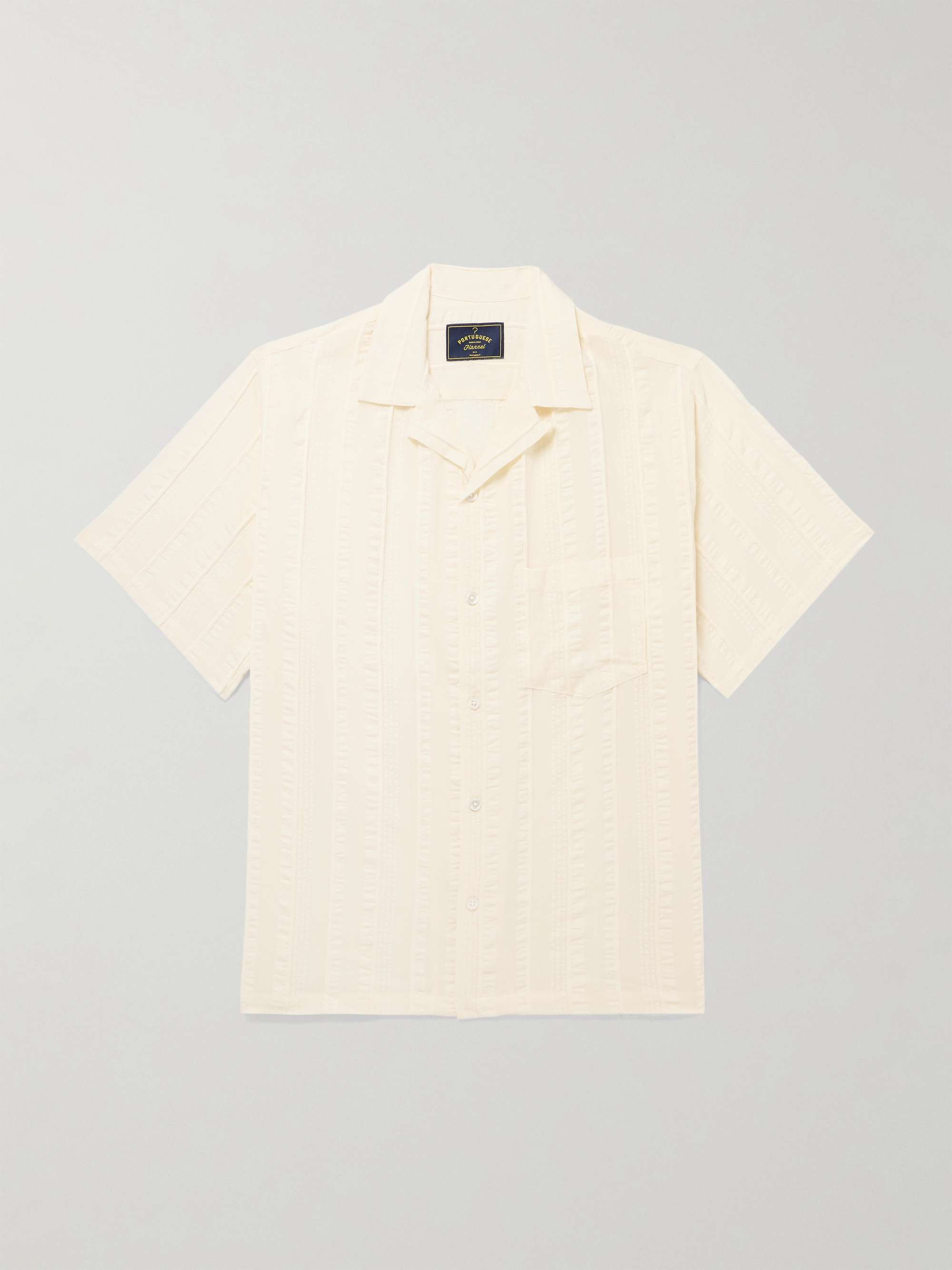 Punta Convertible-Collar Striped Embroidered Cotton-Voile Shirt view