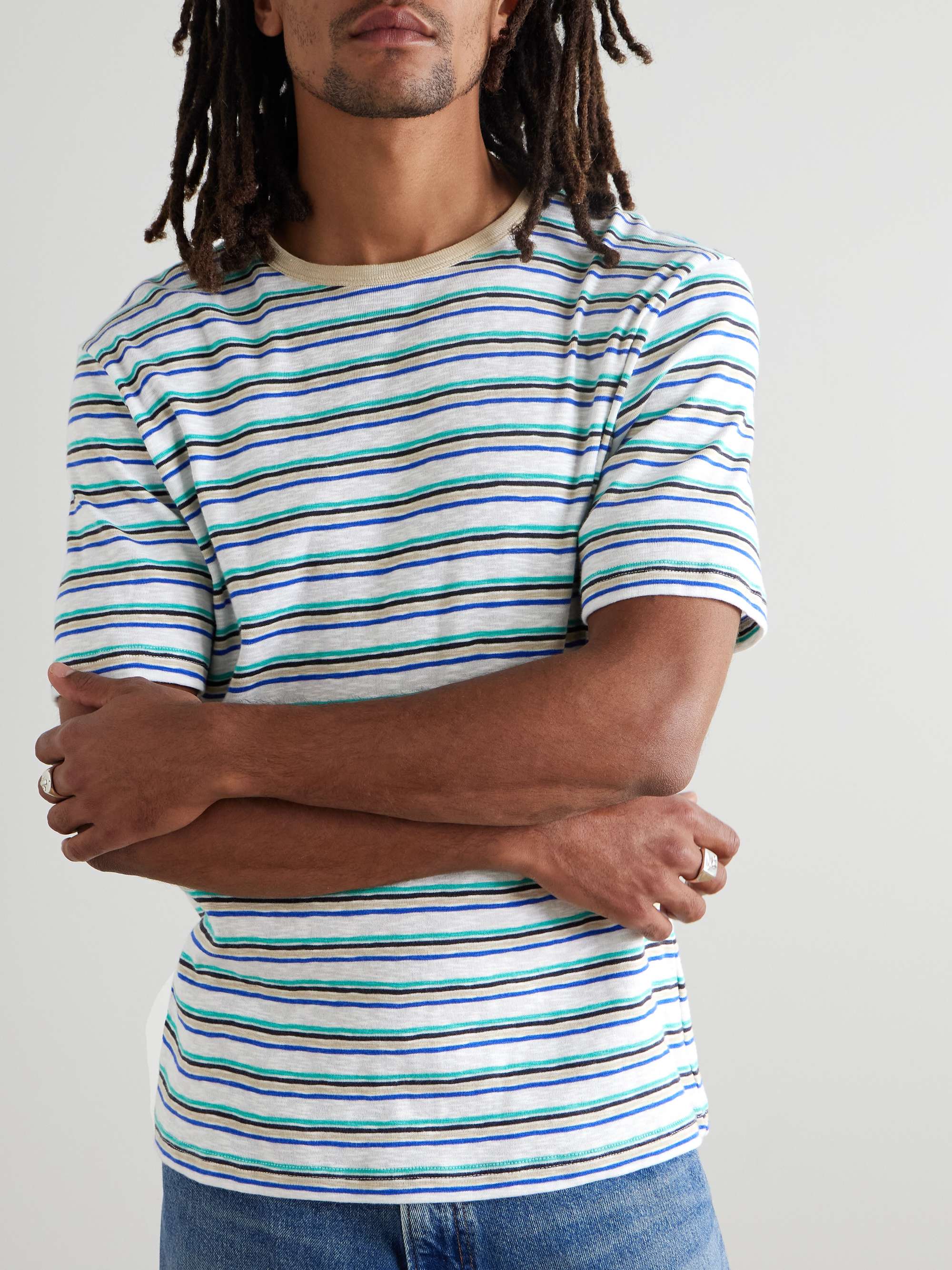 Striped Slub Cotton-Jersey T-Shirt view