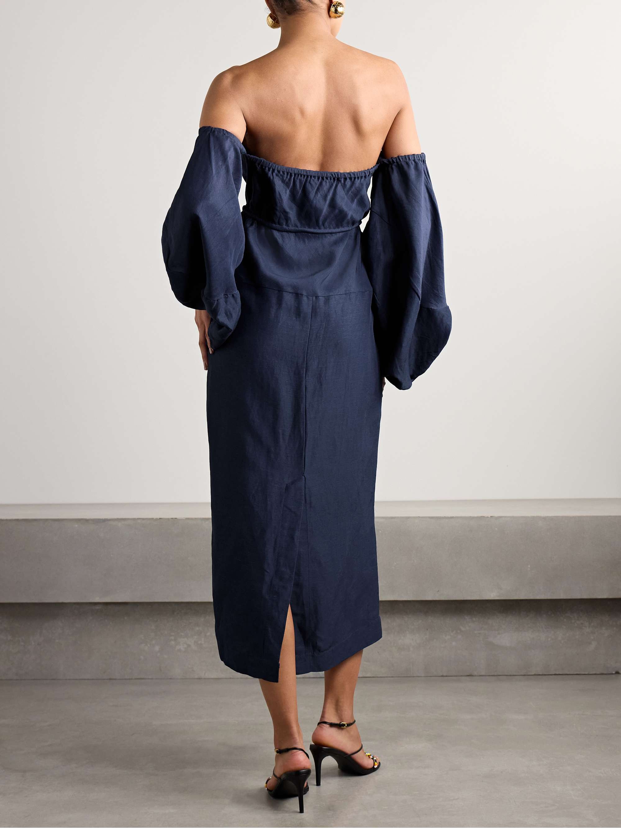 Off-the-shoulder taffeta midi dress view