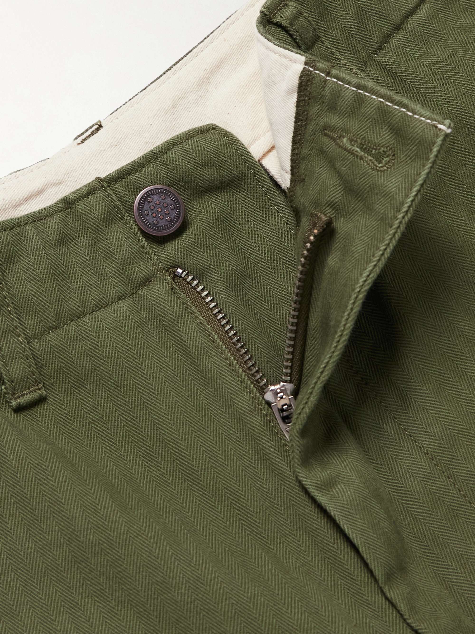 Wide-Leg Herringbone Cotton-Twill Trousers view