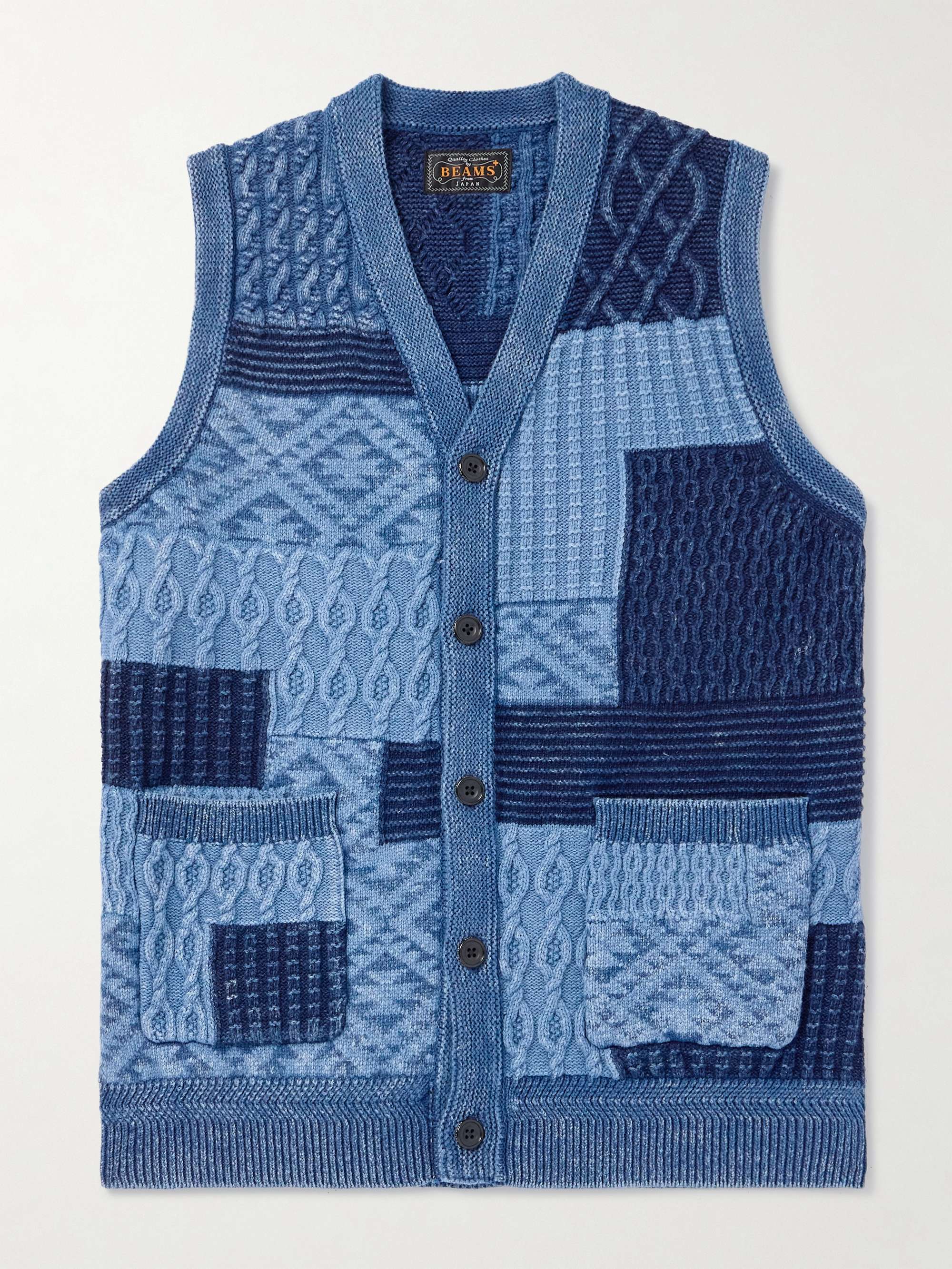 Patchwork Indigo-Dyed Cotton Sweater Vest view
