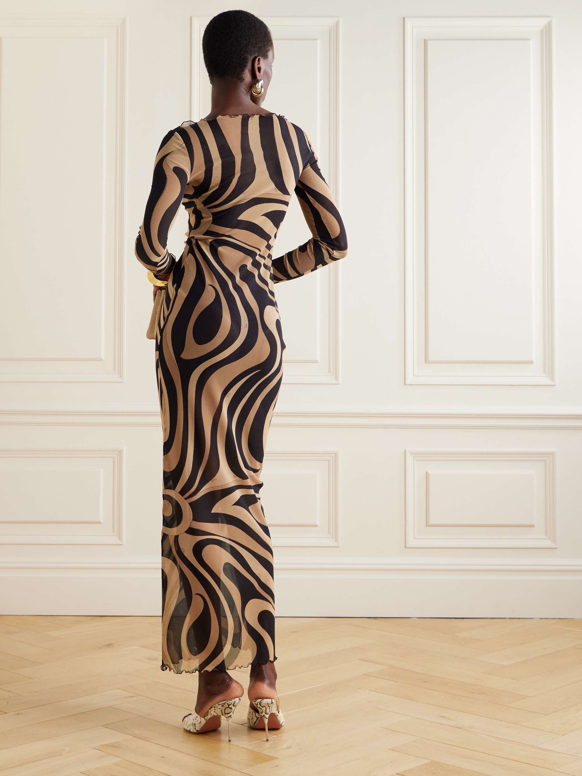 Marmo printed mesh maxi dress view