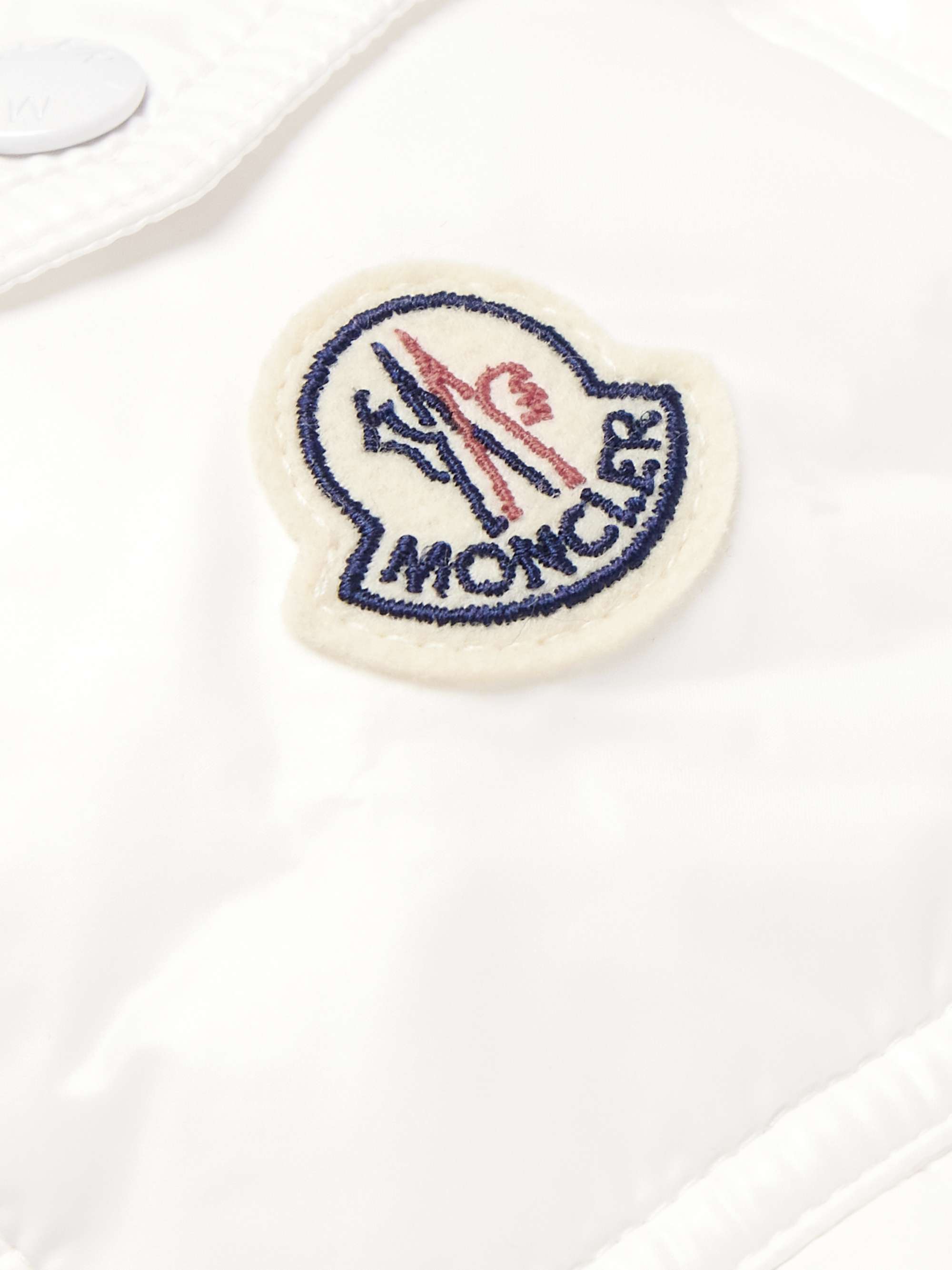 Maya Logo-Appliquéd Quilted Glossed-Shell Hooded Down Jacket view
