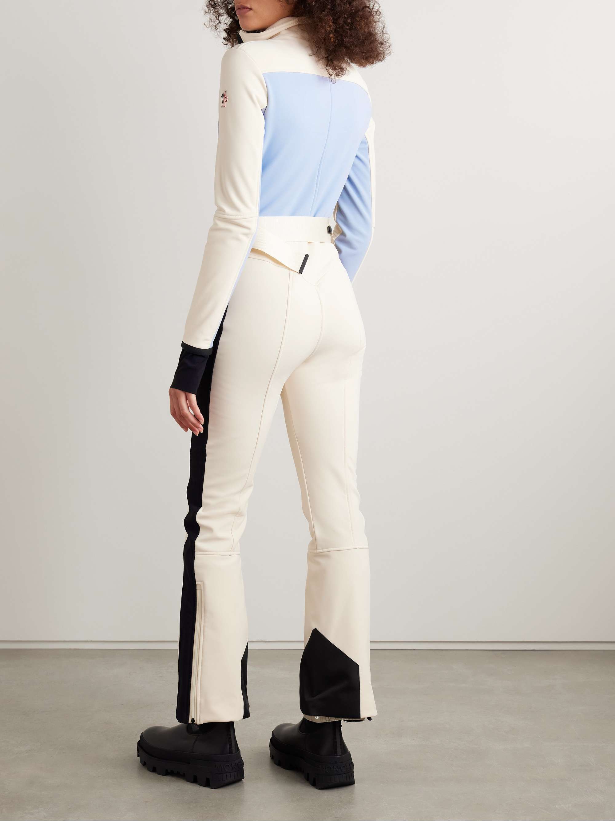 Belted color-block ski suit view