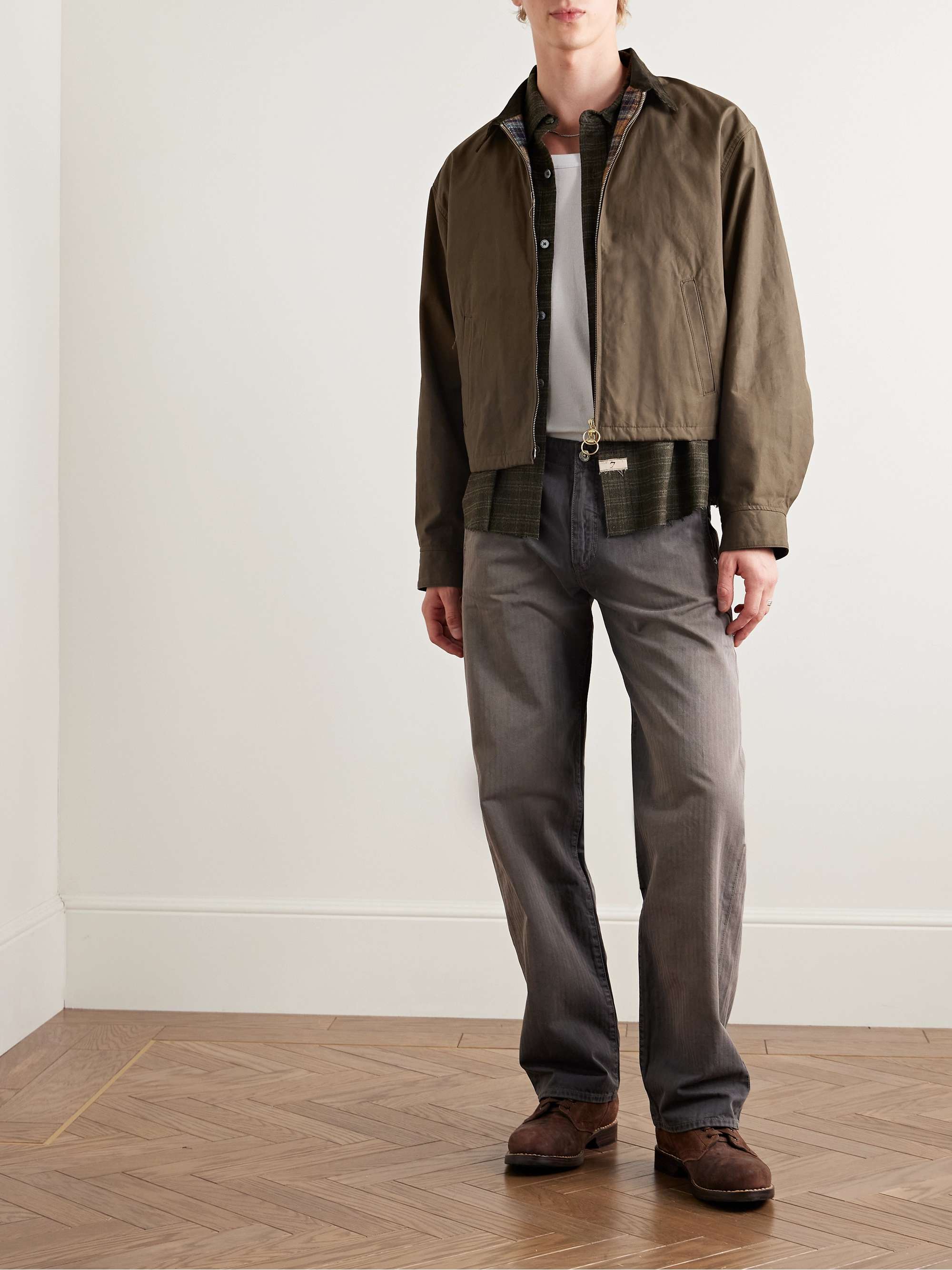 Drizzler Cropped Corduroy-Trimmed Oiled-Cotton Jacket view