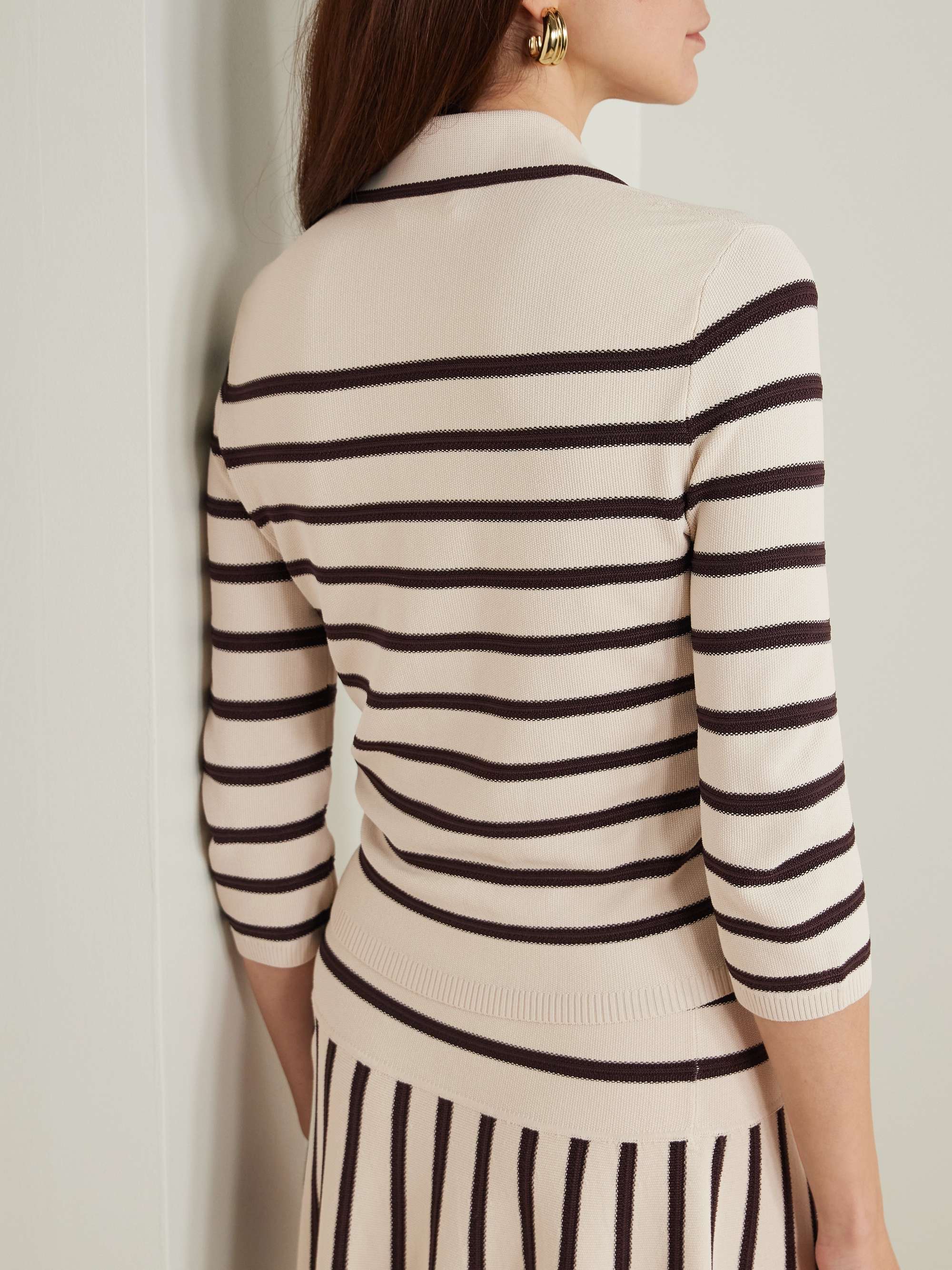 Illuminate cropped striped knitted sweater view