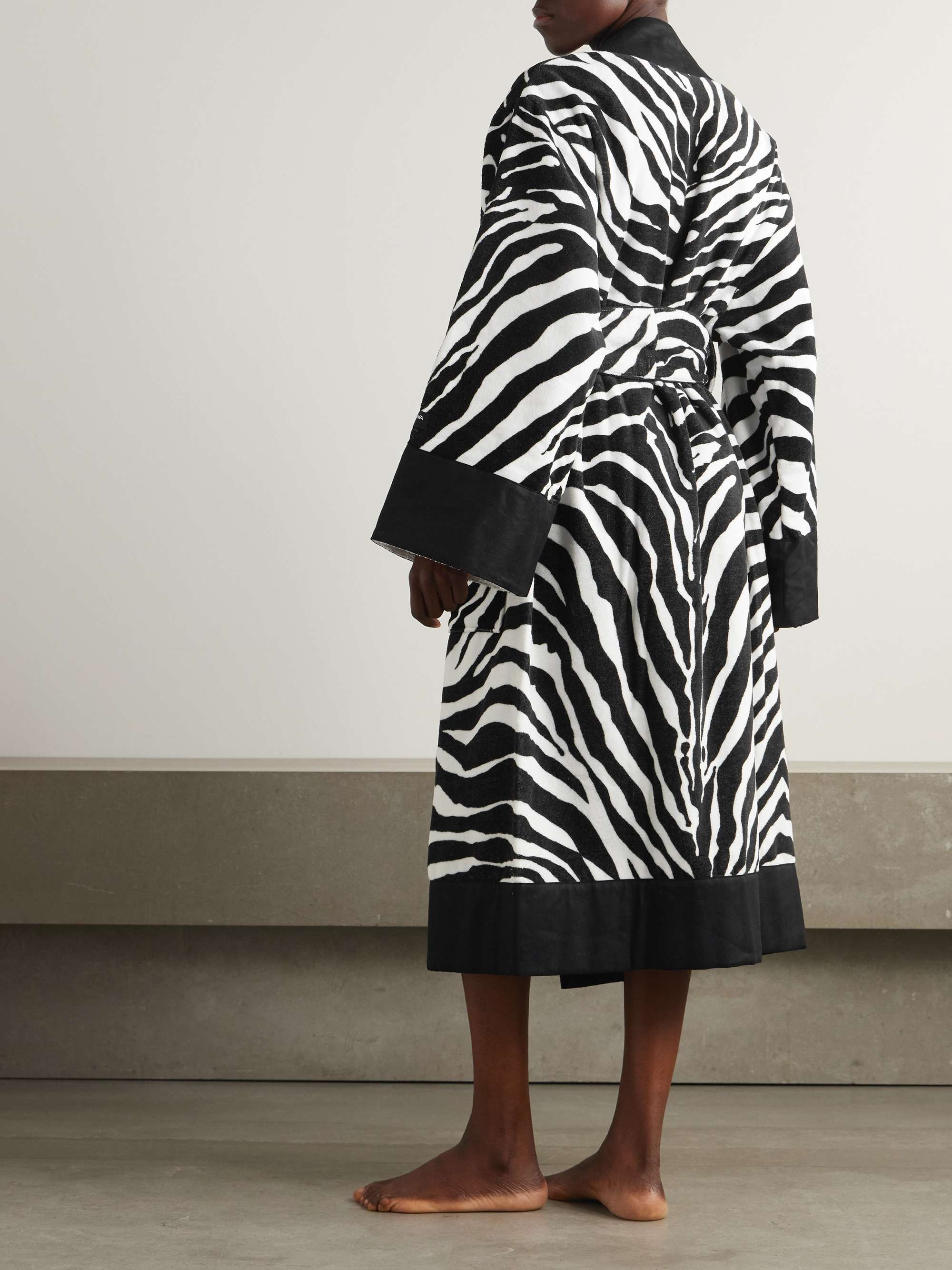 Belted zebra-print cotton-terry robe view