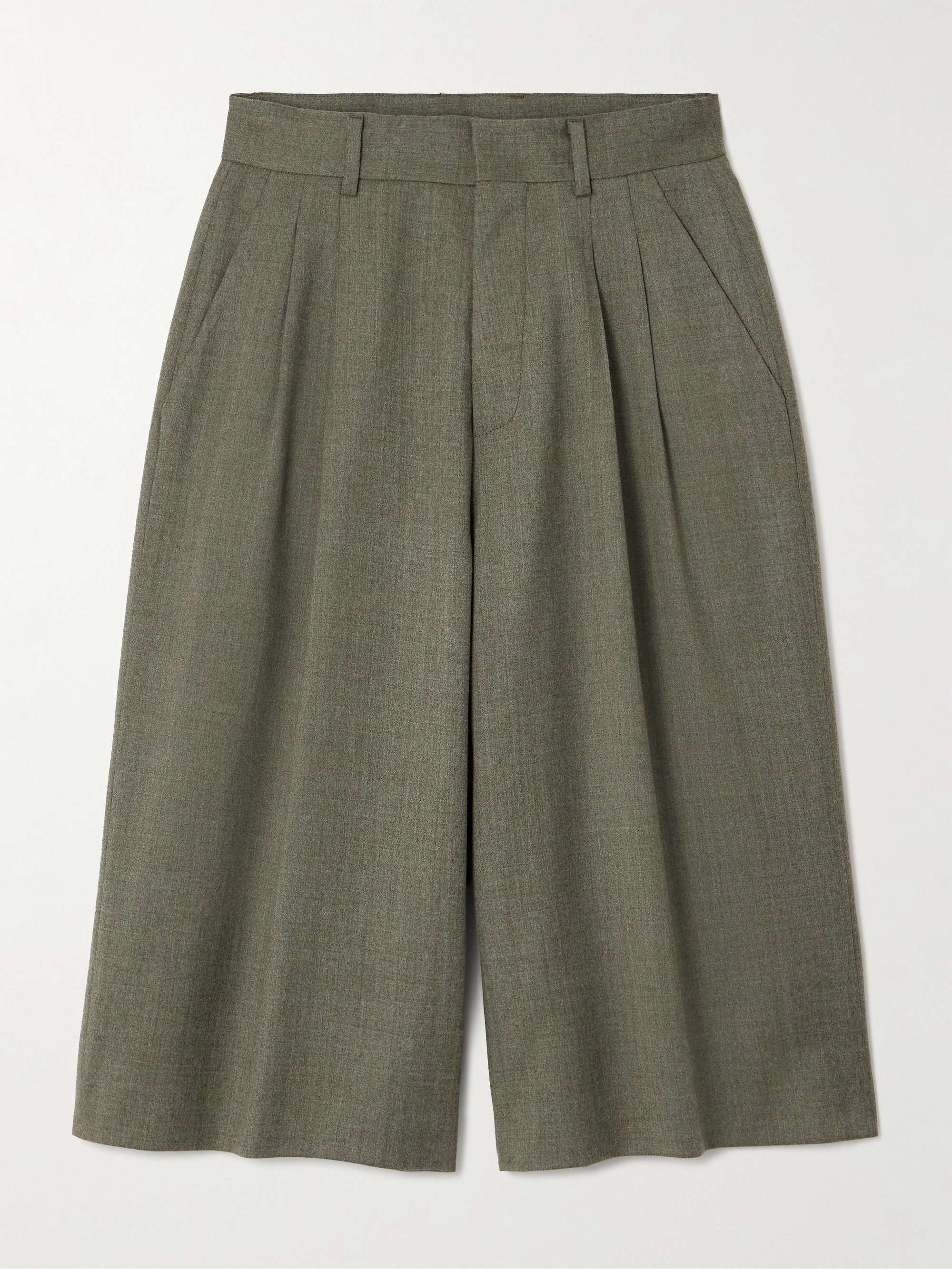 Pleated wool-blend shorts view
