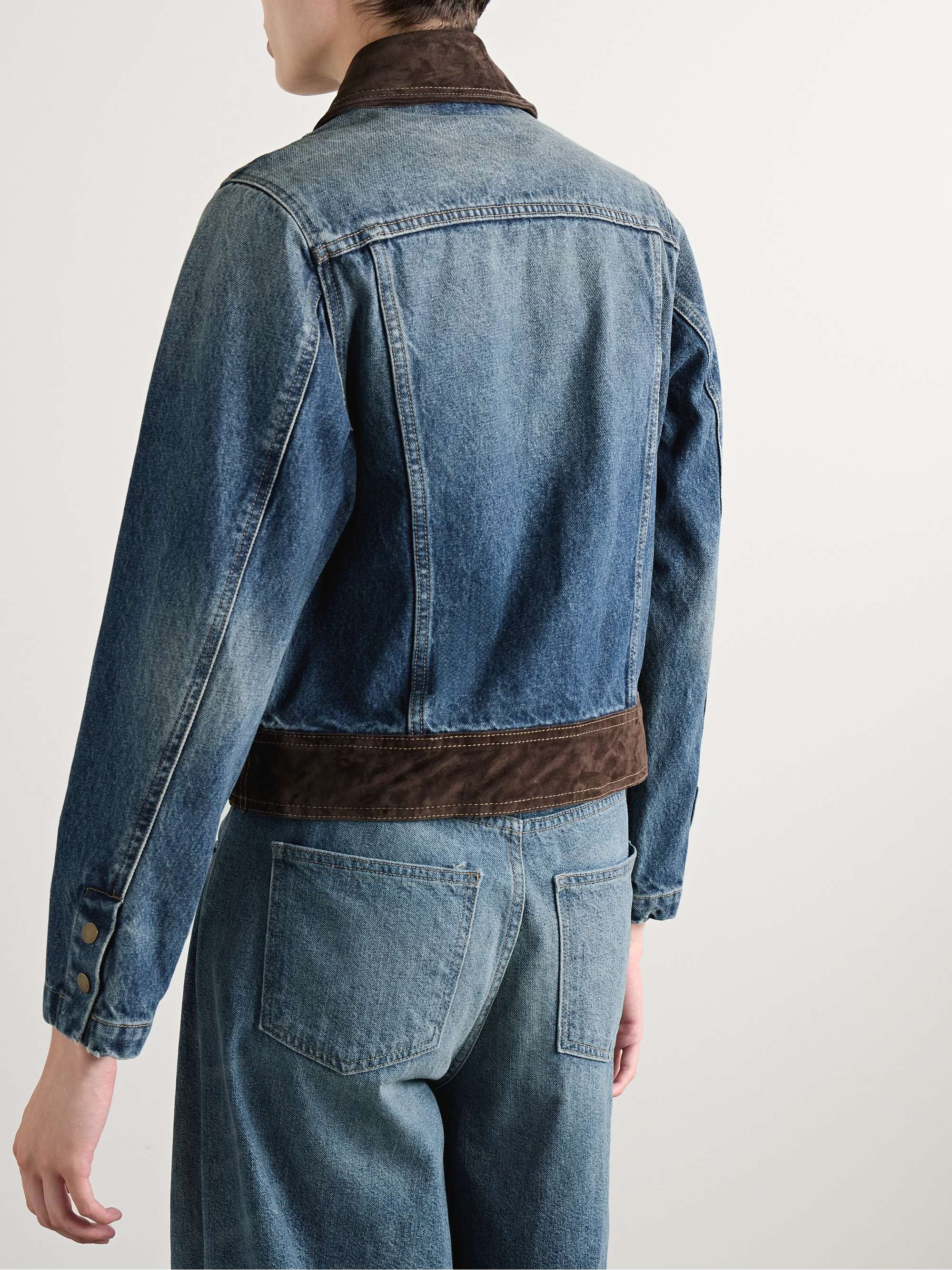 Brooklyn suede-paneled denim jacket view