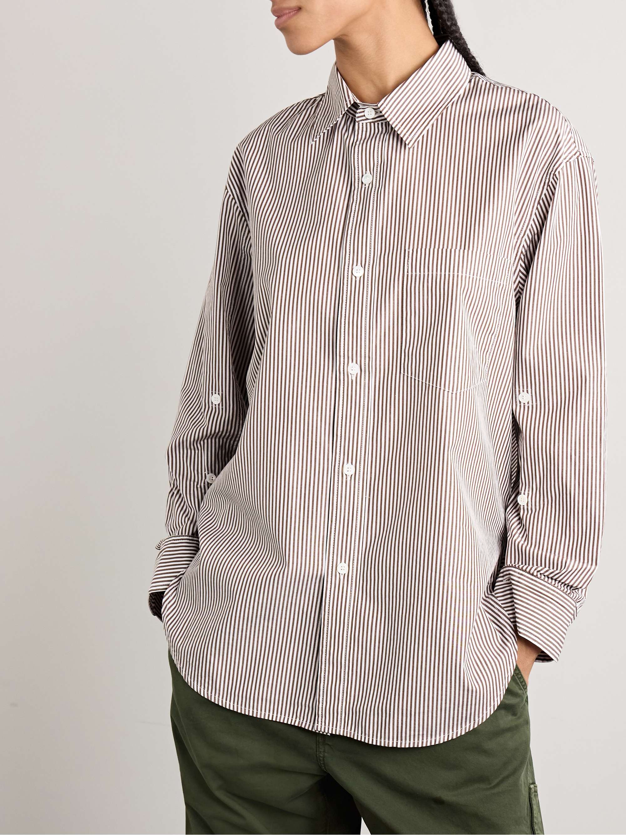 Kayla striped cotton-poplin shirt view