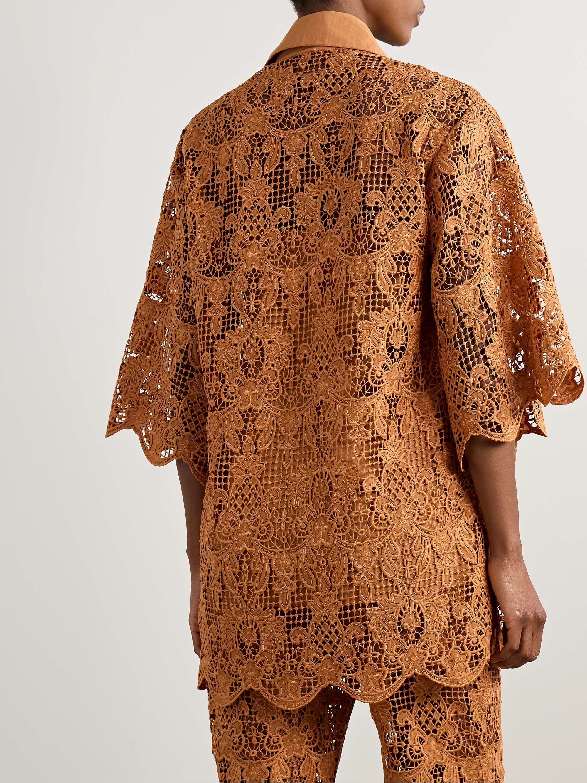 Coco oversized poplin-trimmed guipure lace tunic view