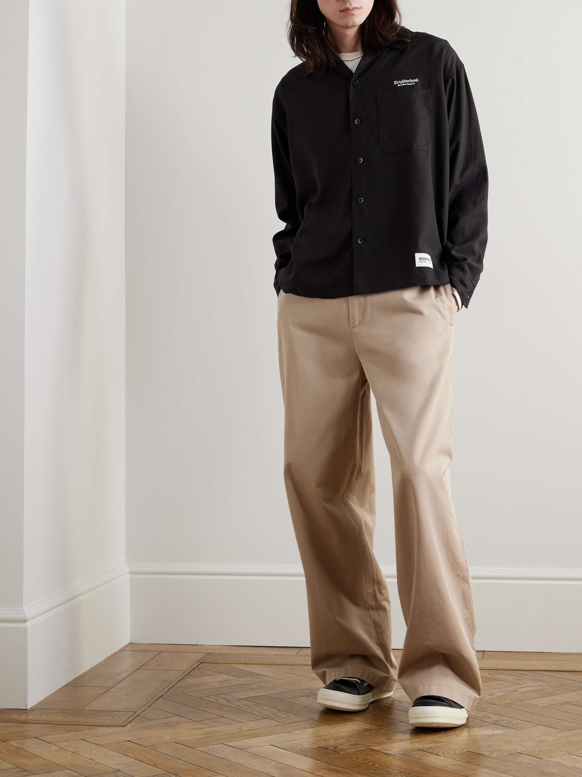 Camp-Collar Logo-Embroidered Lyocell and Linen-Blend Overshirt view