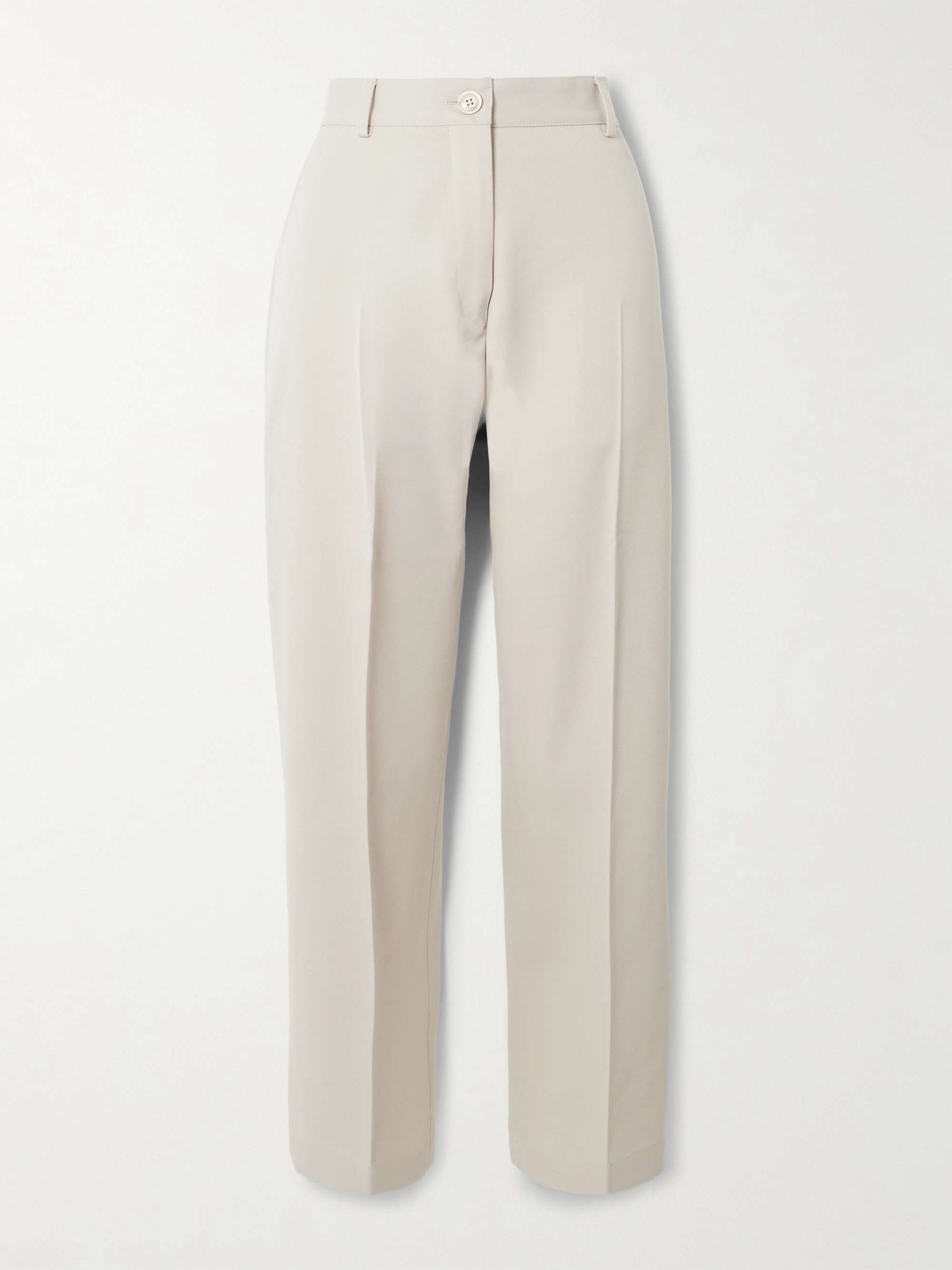 Cotton and wool-blend twill straight-leg pants view
