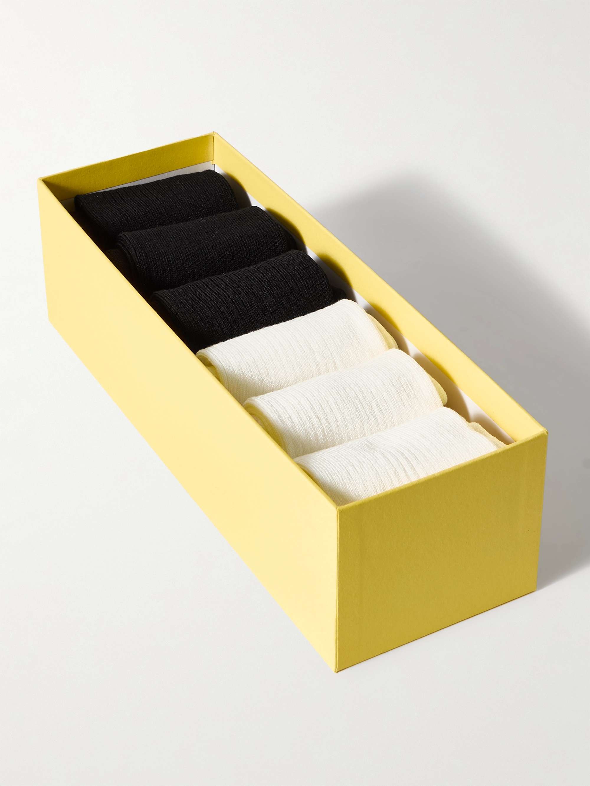 Set of six ribbed cotton-blend socks view