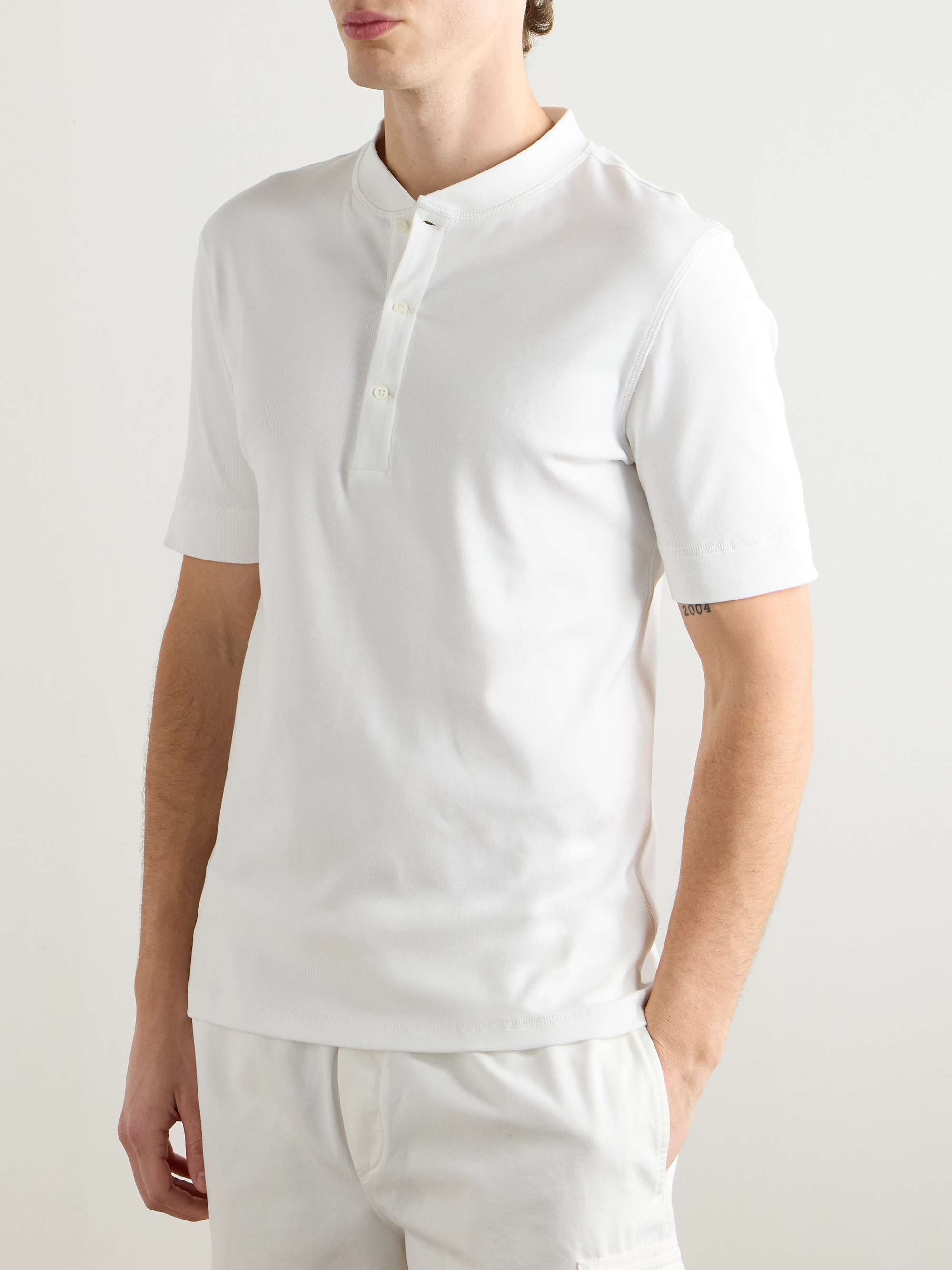 Ribbed Cotton-Jersey Henley T-Shirt view