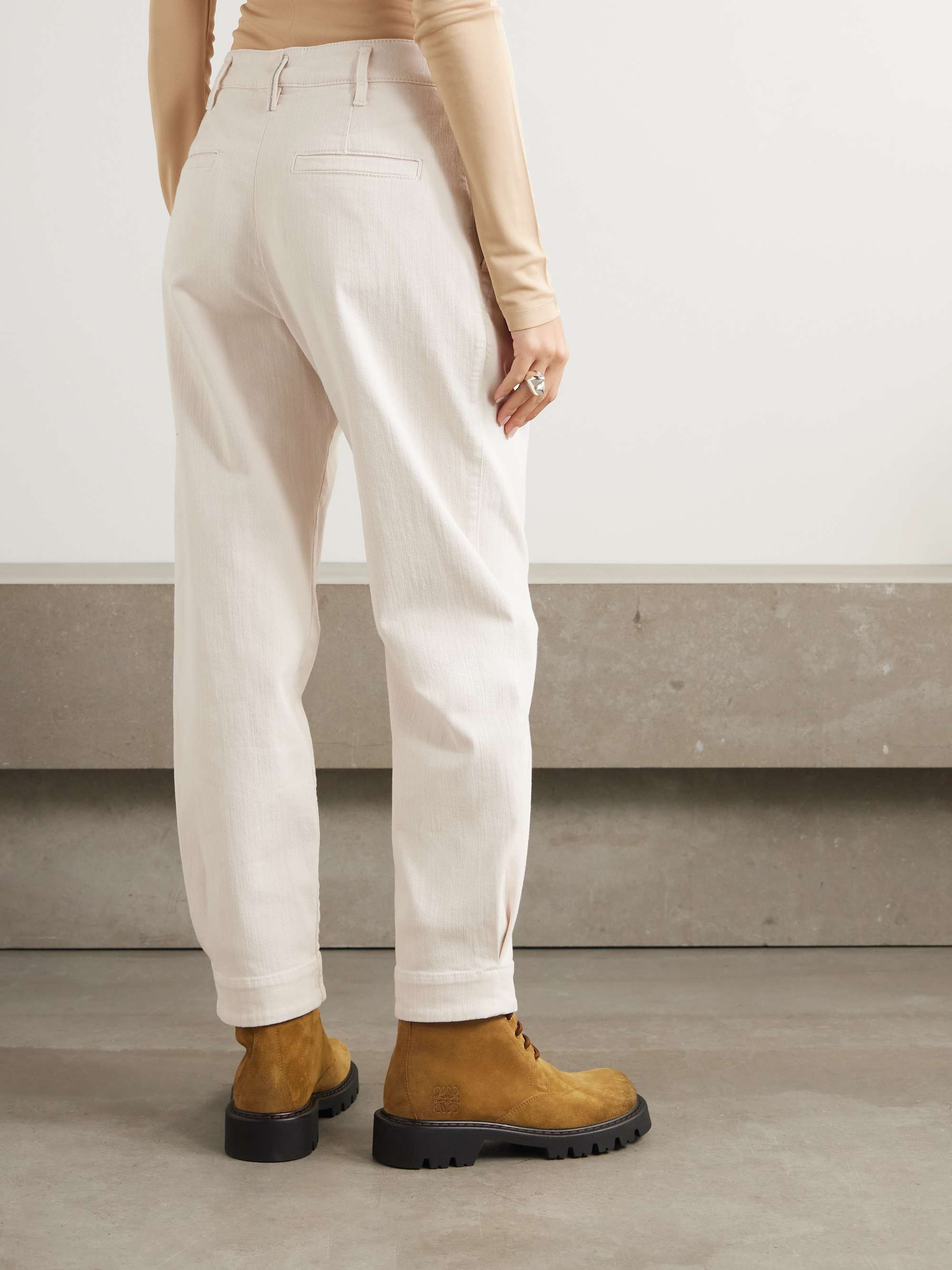 Pleated cotton-blend twill tapered pants view