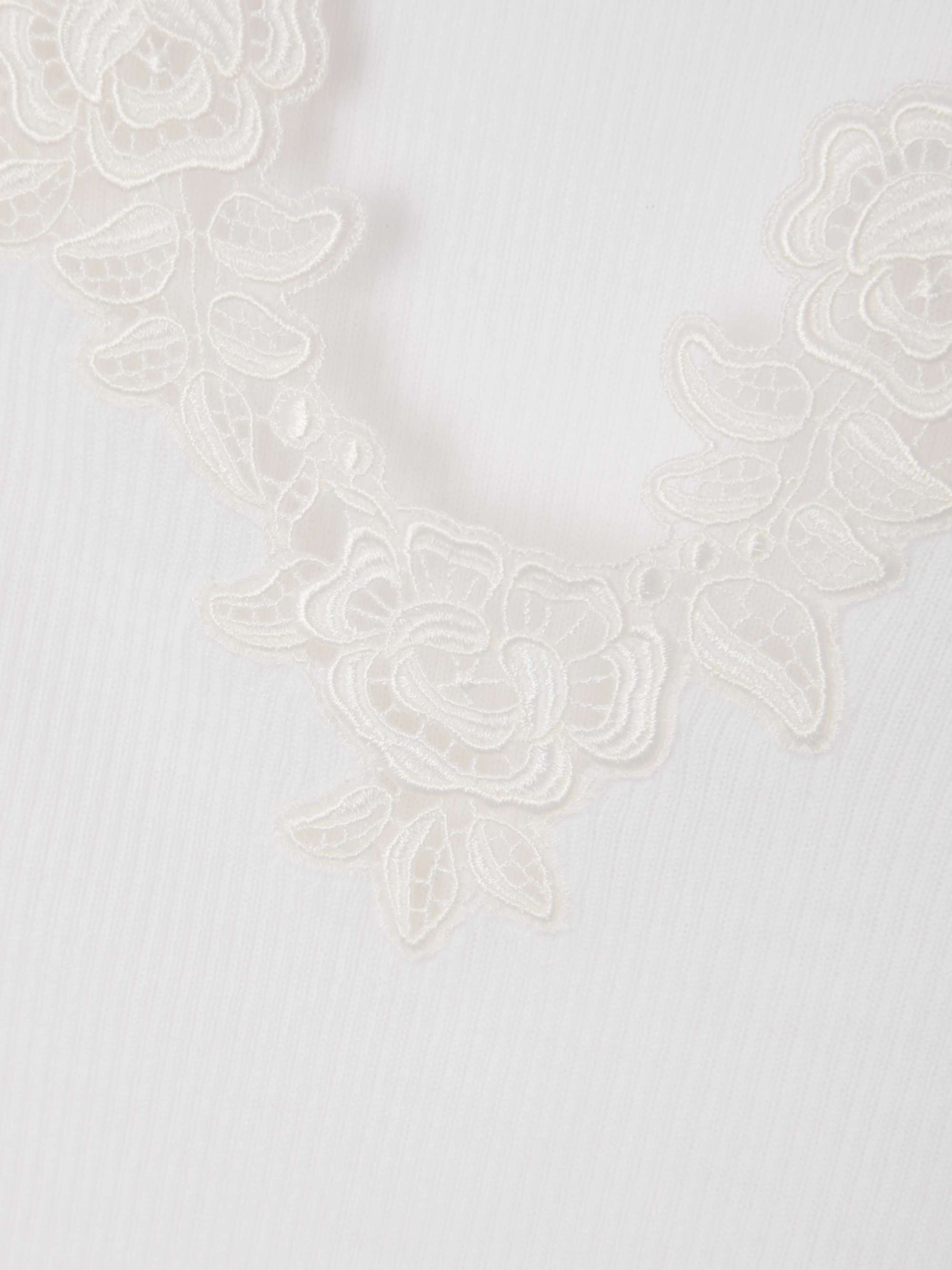 Lace-trimmed ribbed wool top view