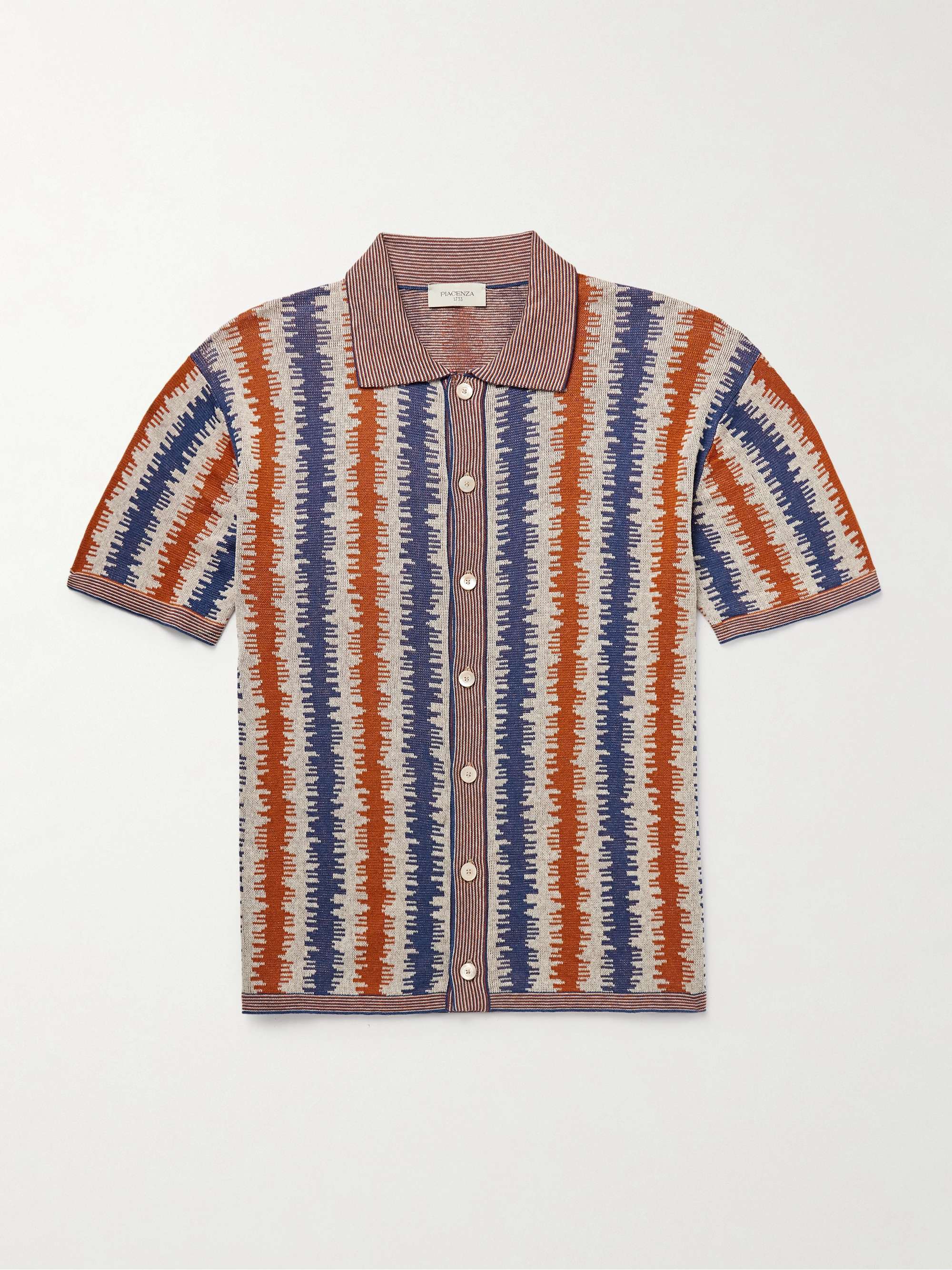 Striped Silk and Linen-Blend Jacquard Shirt view