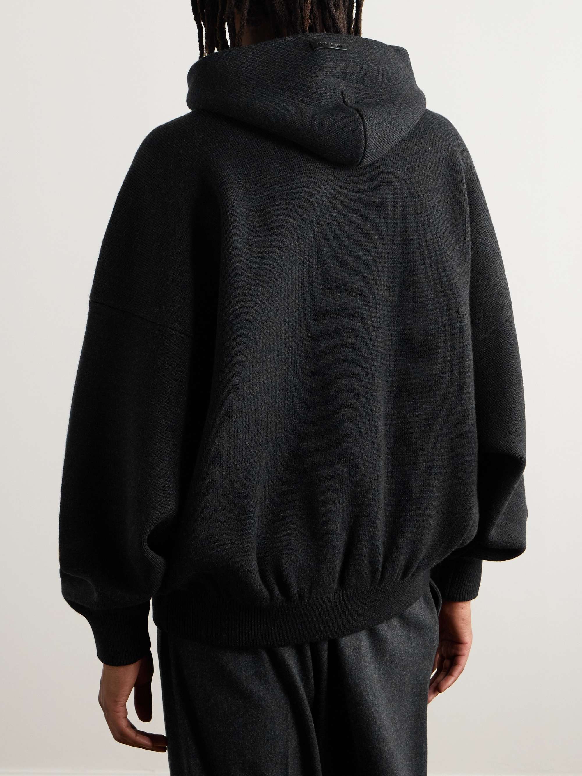 Logo-Appliquéd Merino Wool Hoodie view