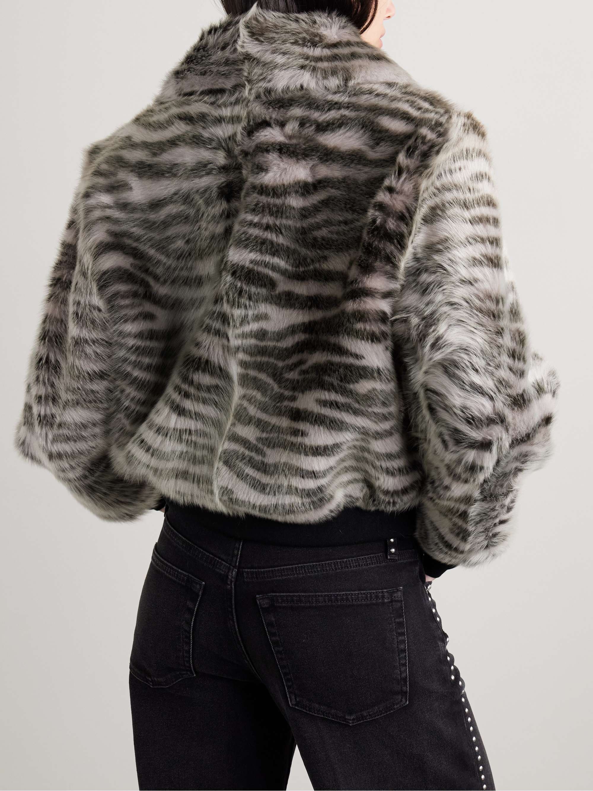 Nia zebra-print shearling bomber jacket view