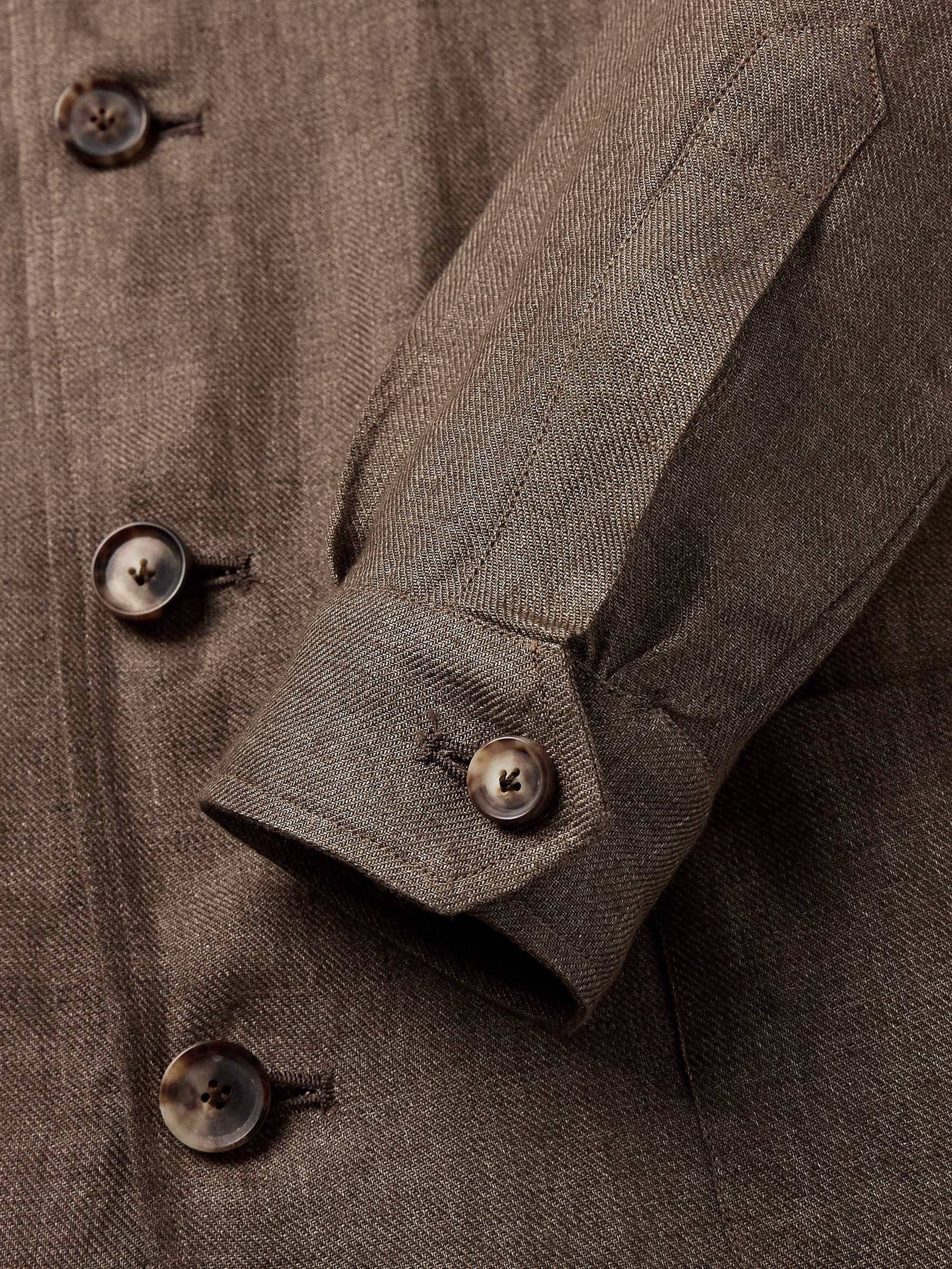 Slim-Fit Camp-Collar Linen Overshirt view