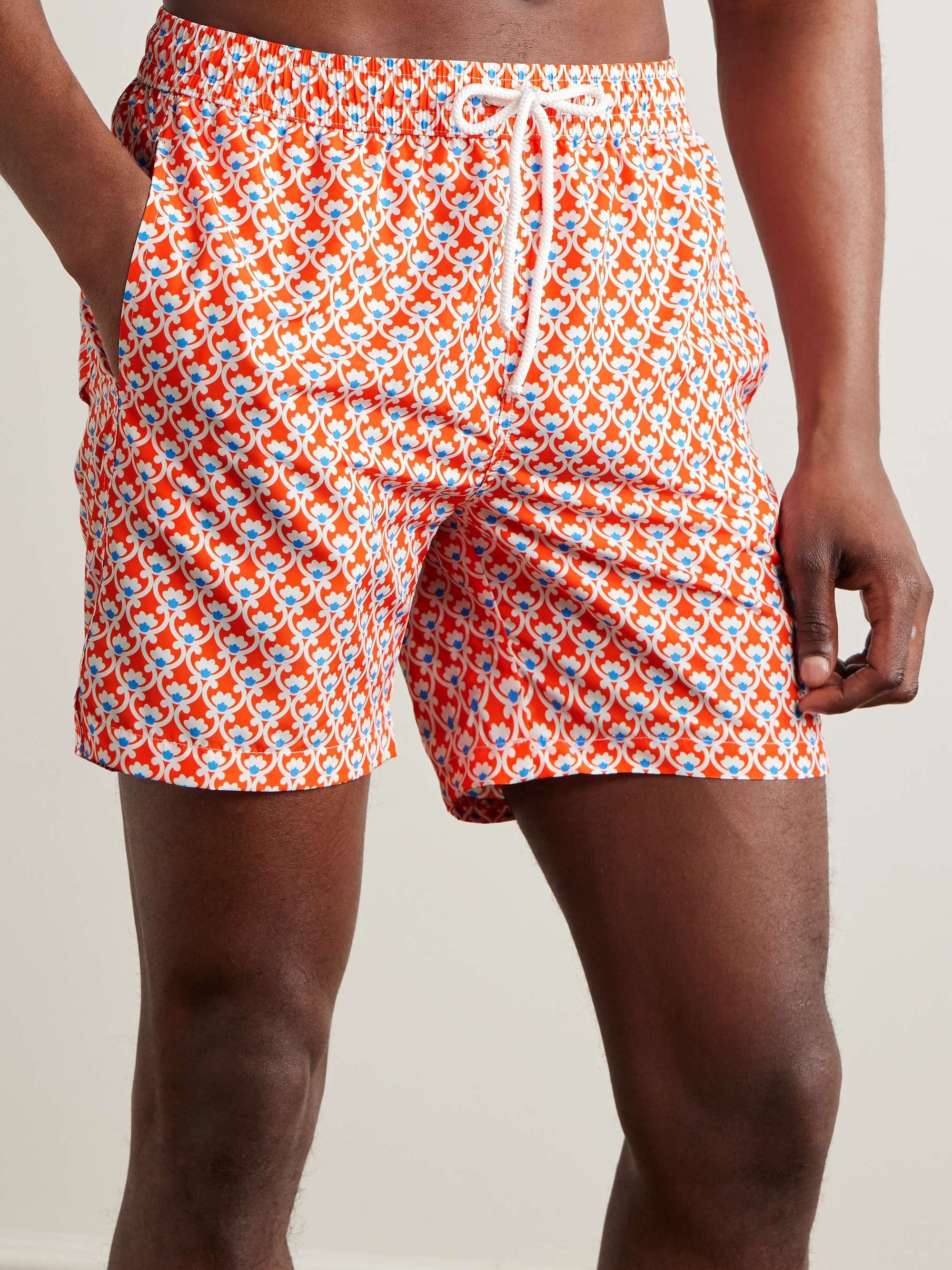 Slim-Fit Straight-Leg Mid-Length Printed Swim Shorts view