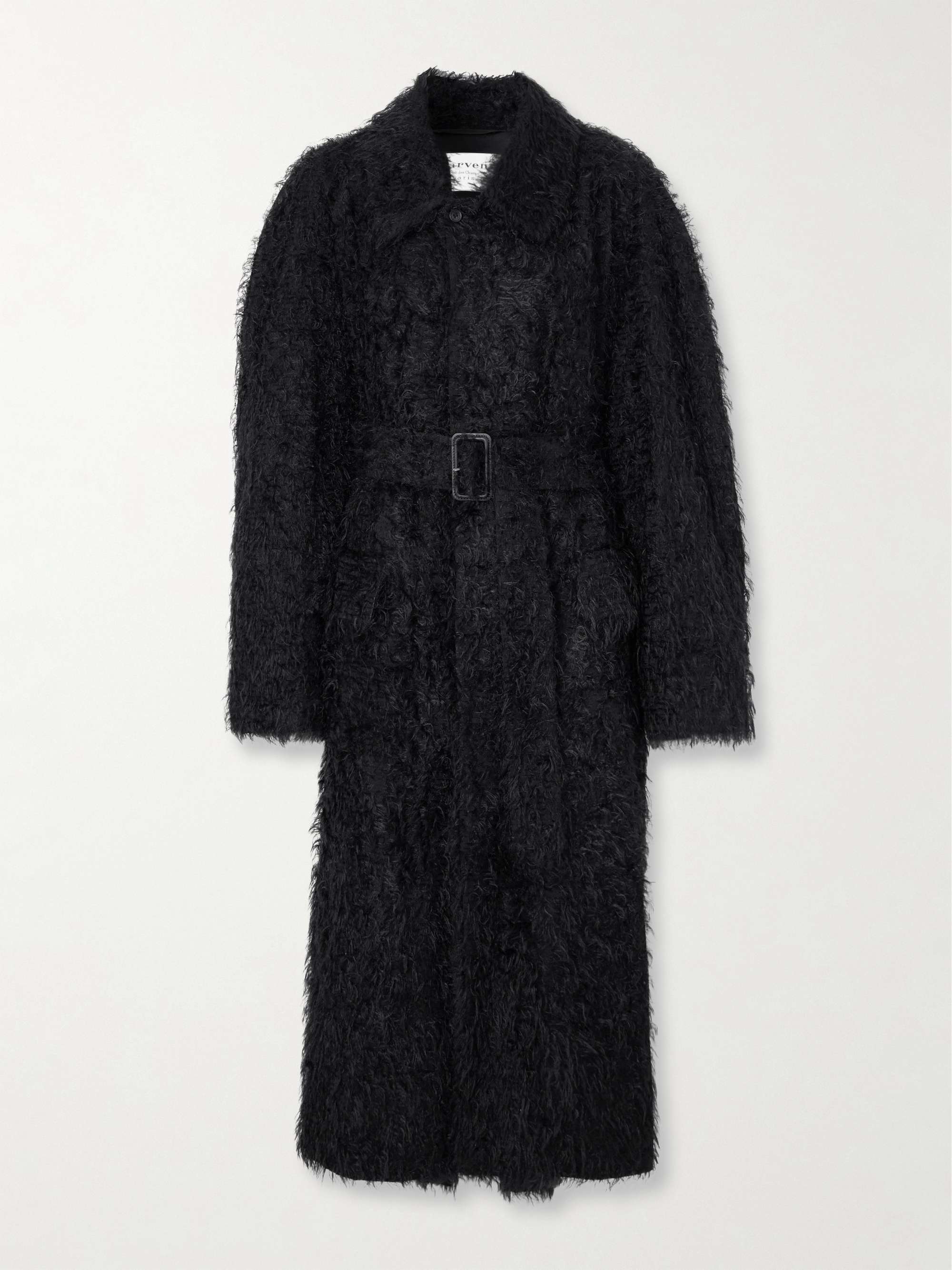 Belted faux-shearling coat view