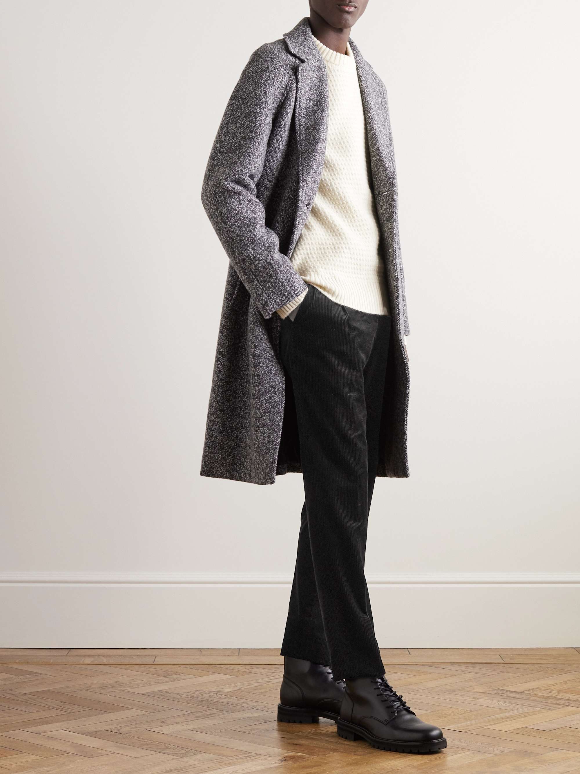 Tapered Pleated Cotton and Cashmere-Blend Corduroy Trousers view