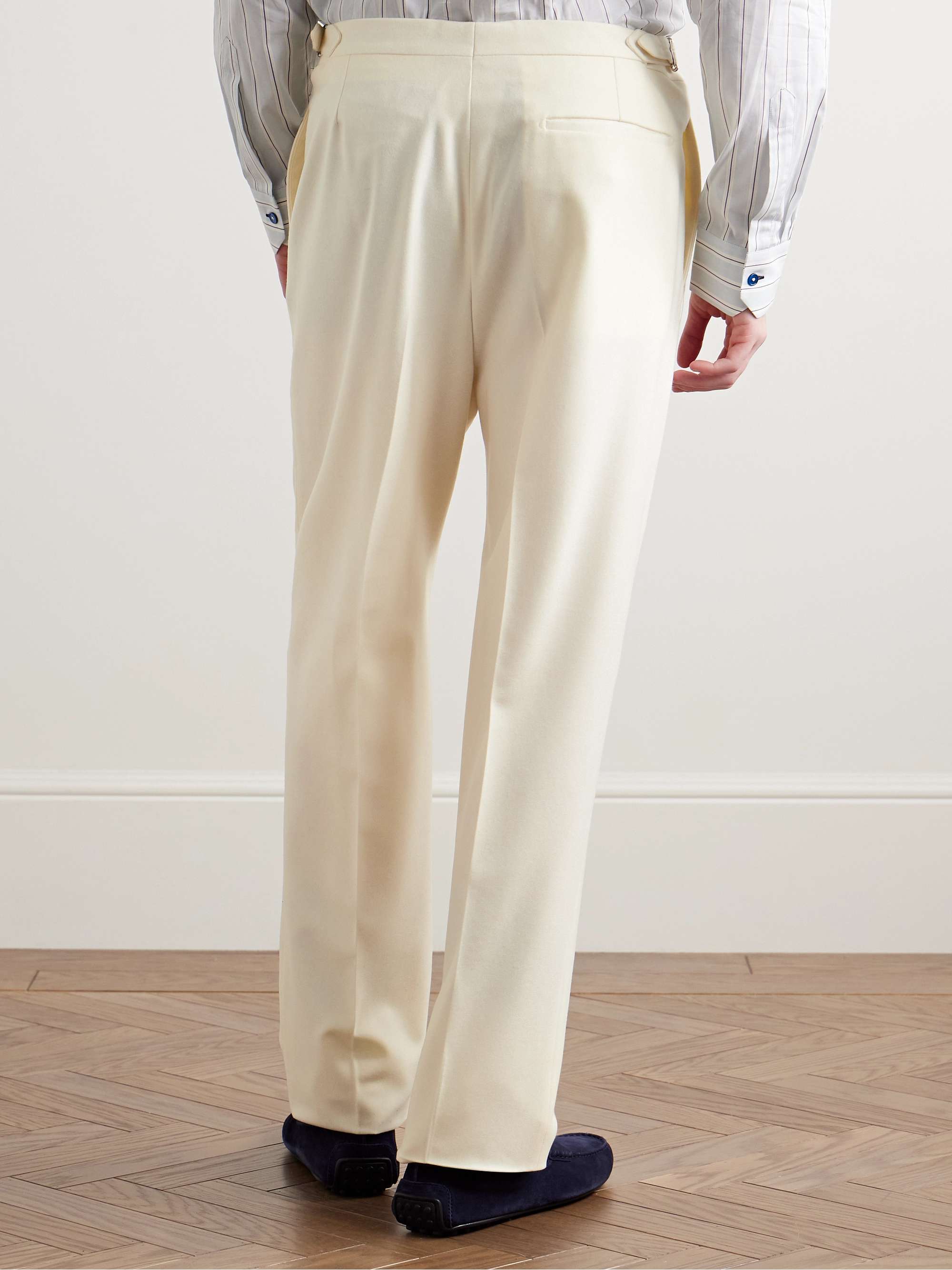 Slim-Fit Straight-Leg Wool-Flannel Tuxedo Trousers view